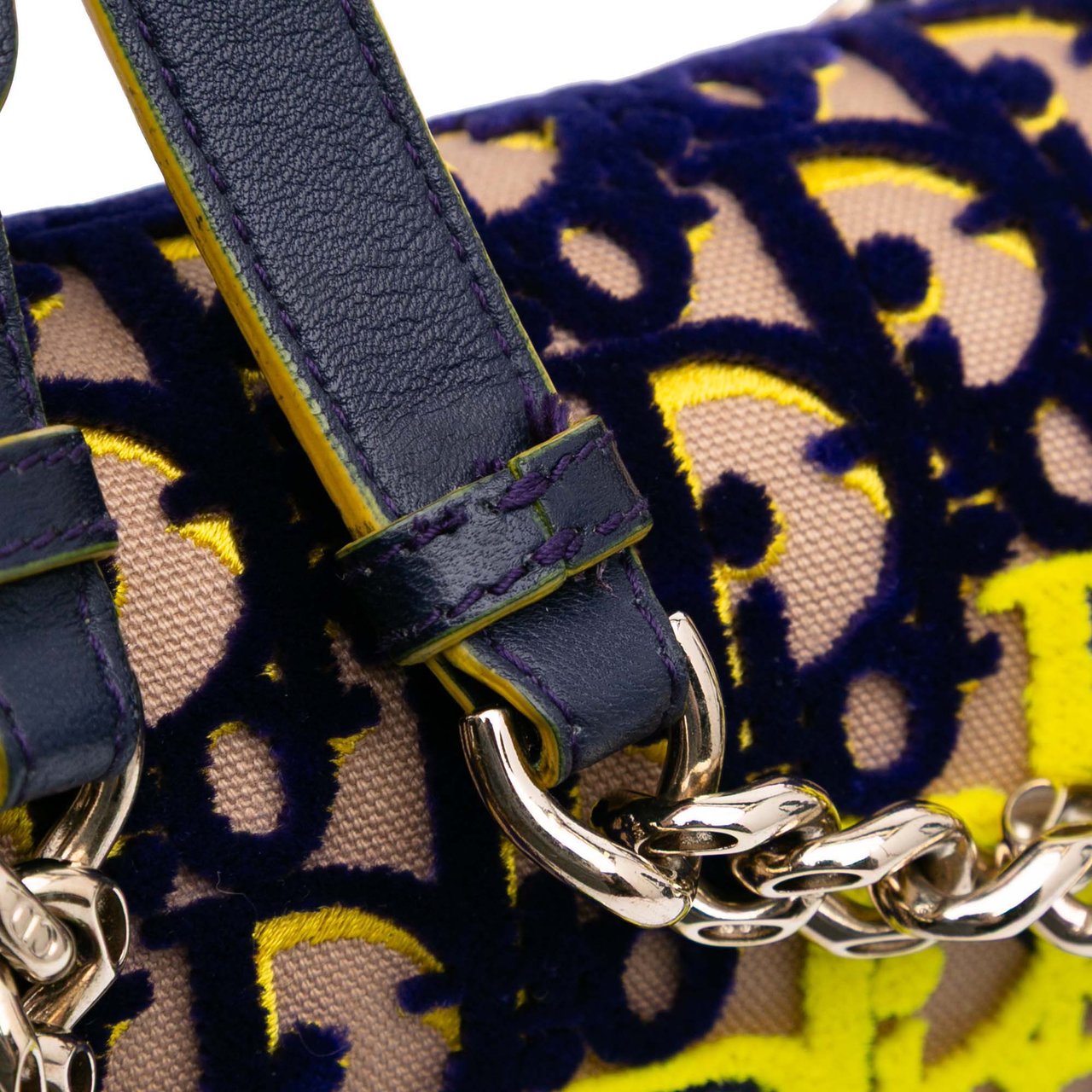 Dior Medium Oblique Canvas and Velvet Diorama Flap Blauw