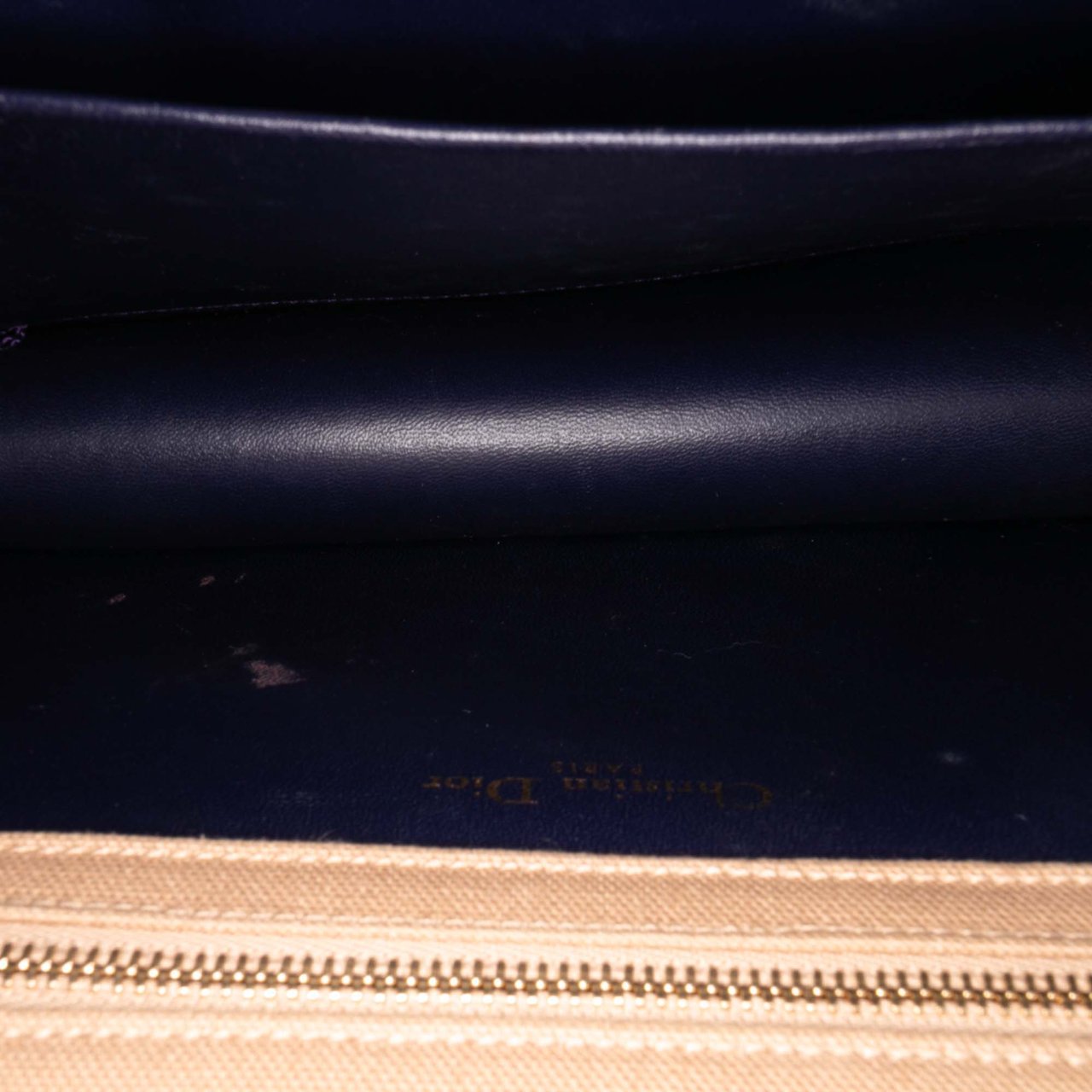 Dior Medium Oblique Canvas and Velvet Diorama Flap Blauw