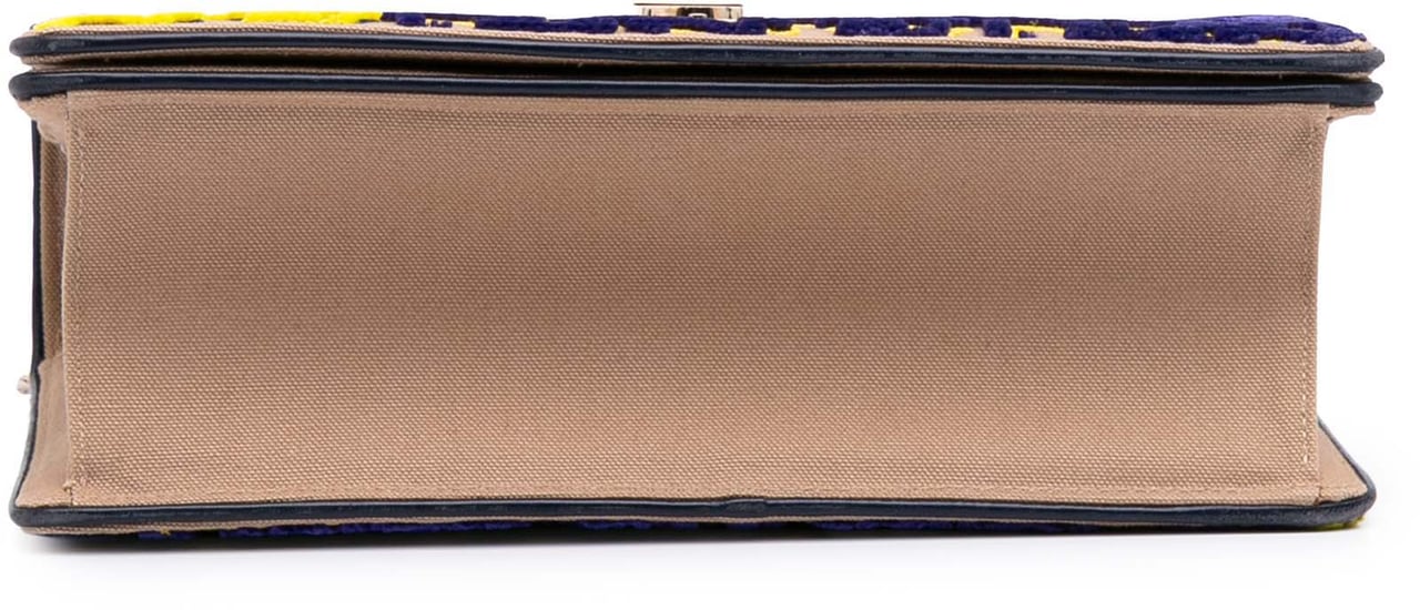 Dior Medium Oblique Canvas and Velvet Diorama Flap Blauw