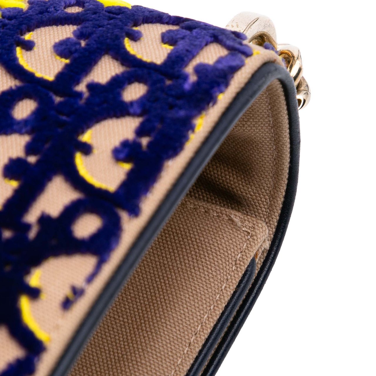 Dior Medium Oblique Canvas and Velvet Diorama Flap Blauw