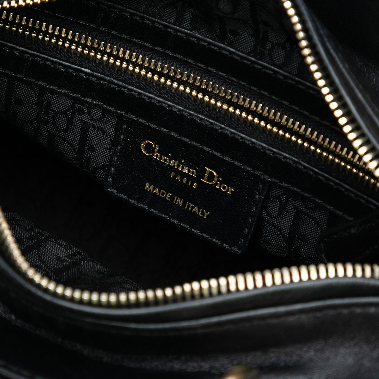 Dior Medium Lambskin Cannage Pearl Lady Dior Zwart