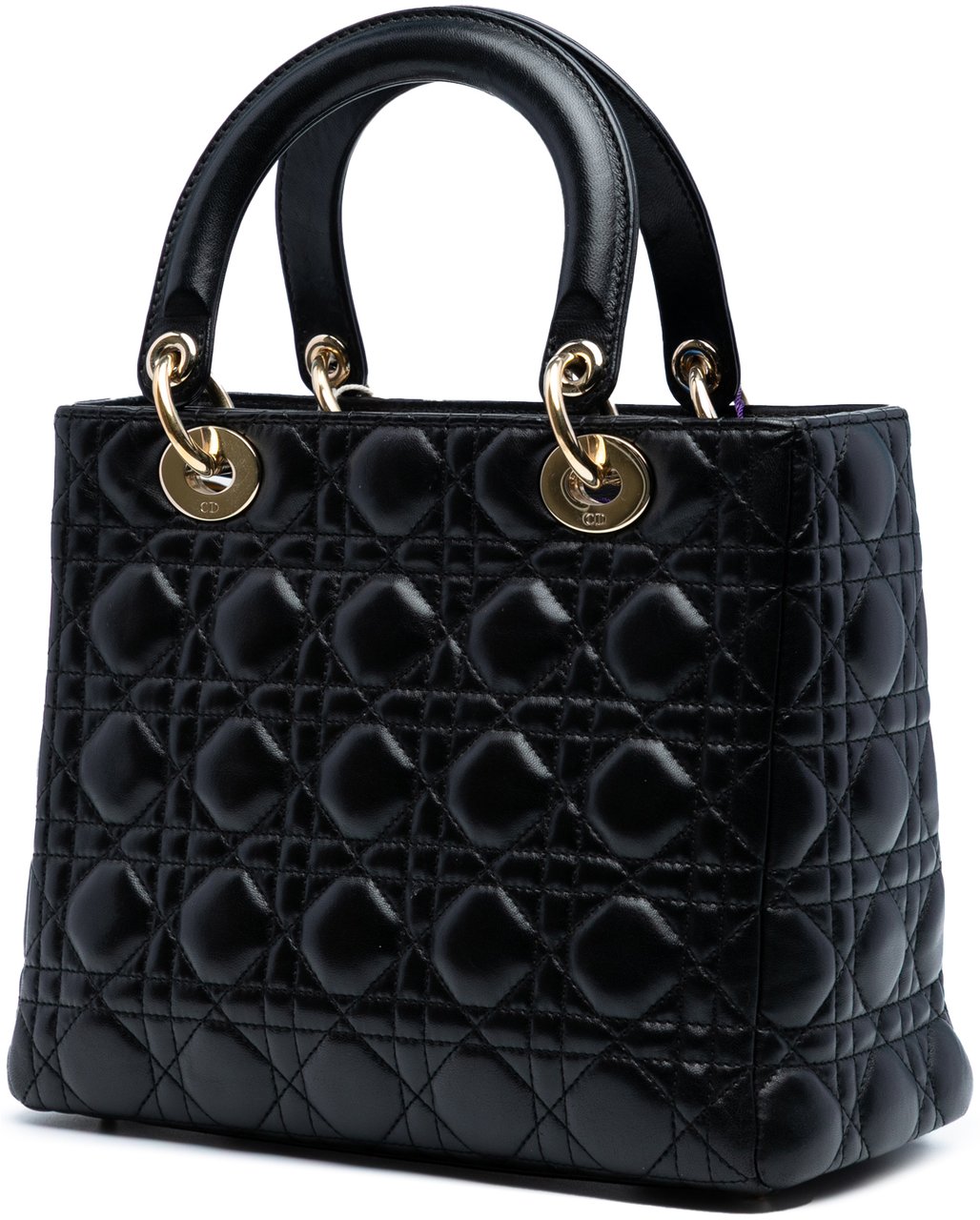 Dior Medium Lambskin Cannage Pearl Lady Dior Zwart