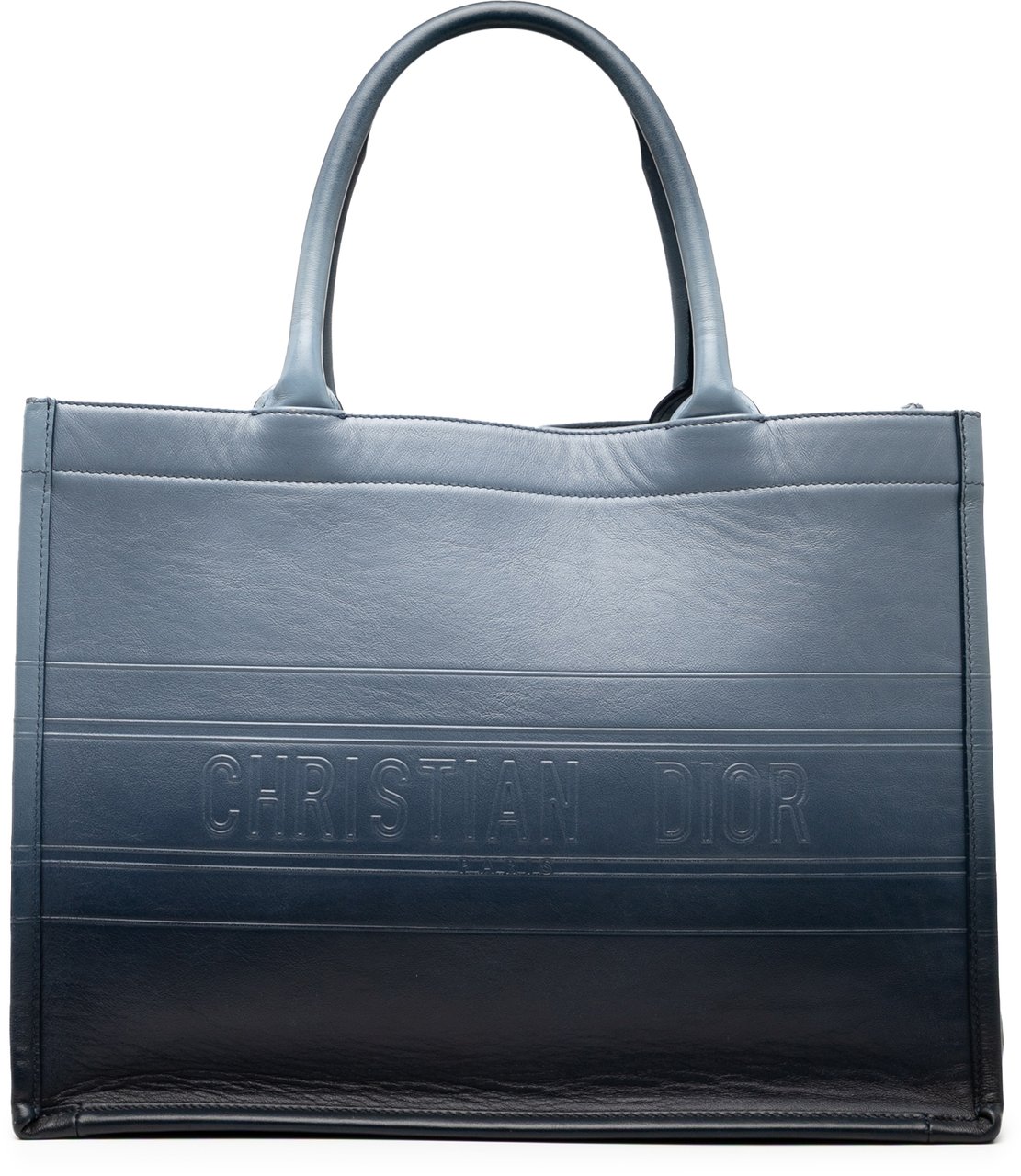 Dior Medium Ombre Embossed Leather Book Tote Blauw