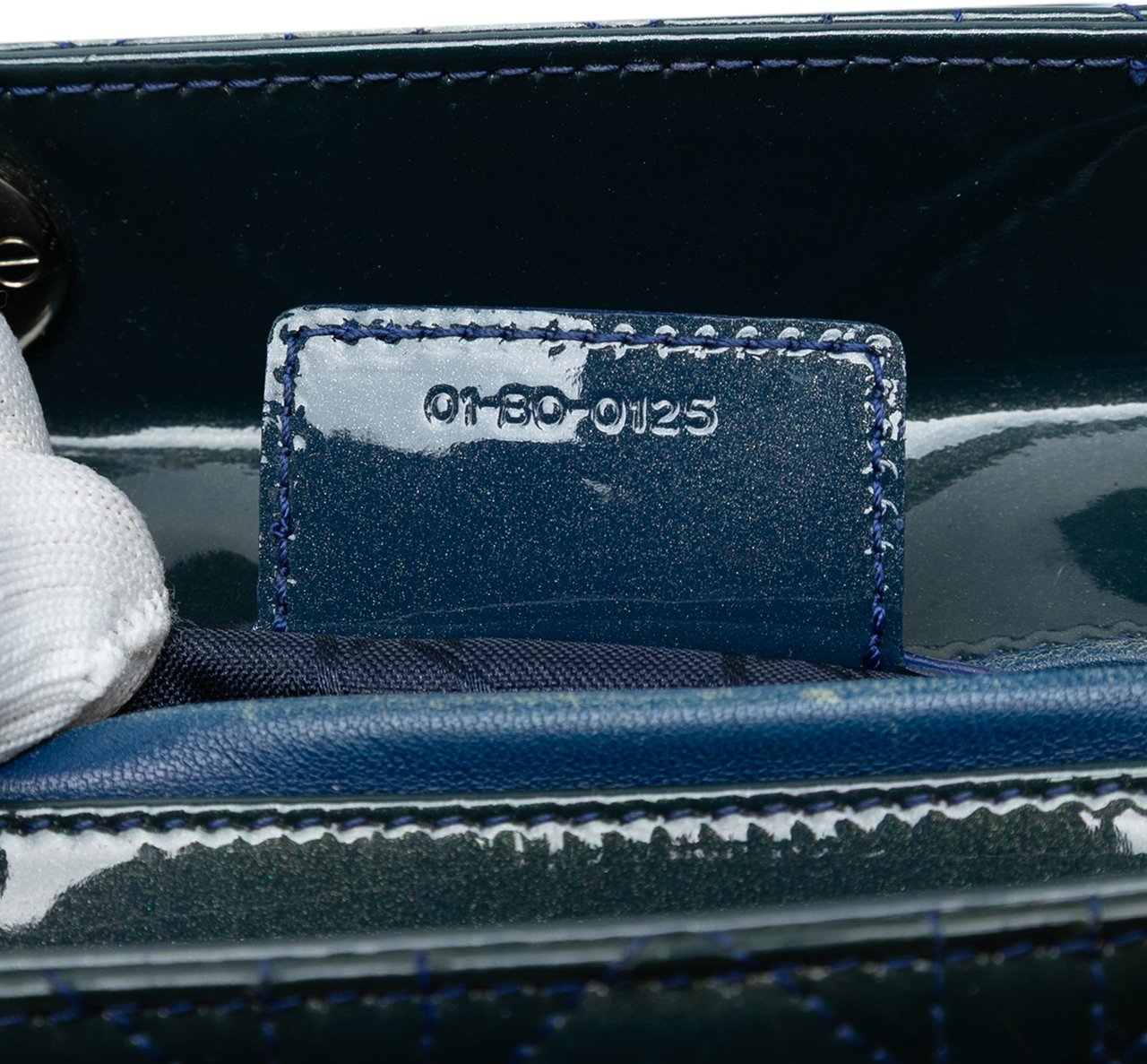 Dior Medium Patent Cannage Lady Dior Blauw