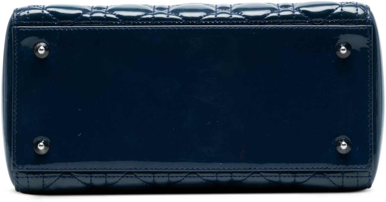 Dior Medium Patent Cannage Lady Dior Blauw