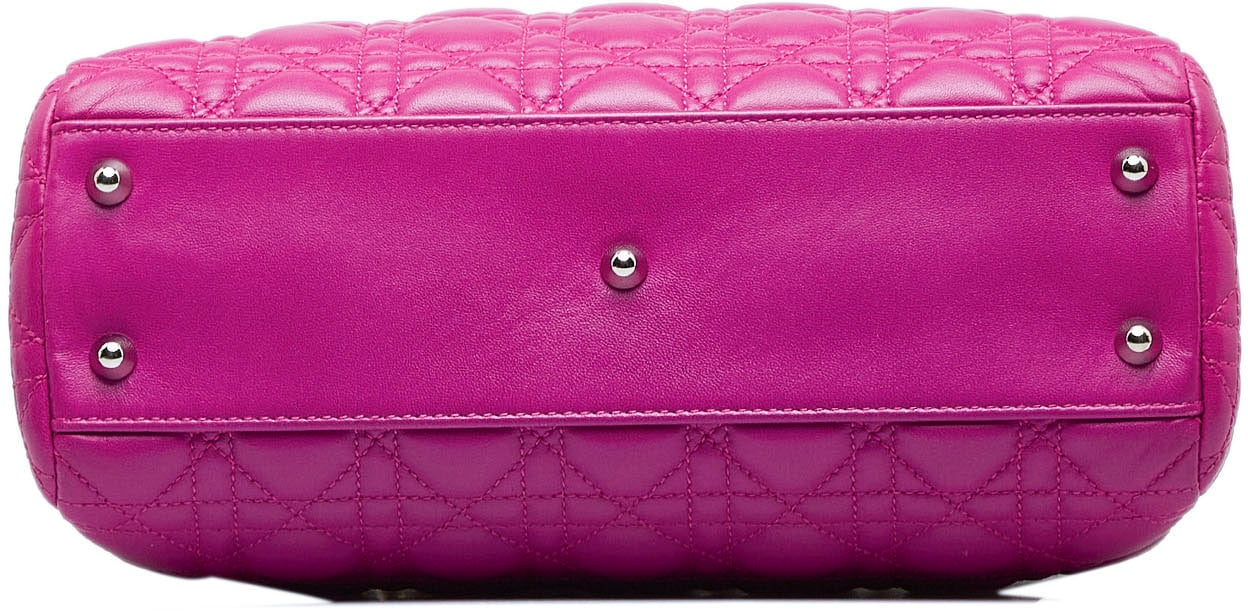 Dior Medium Lambskin Cannage Lady Dior Soft Shopping Tote Roze