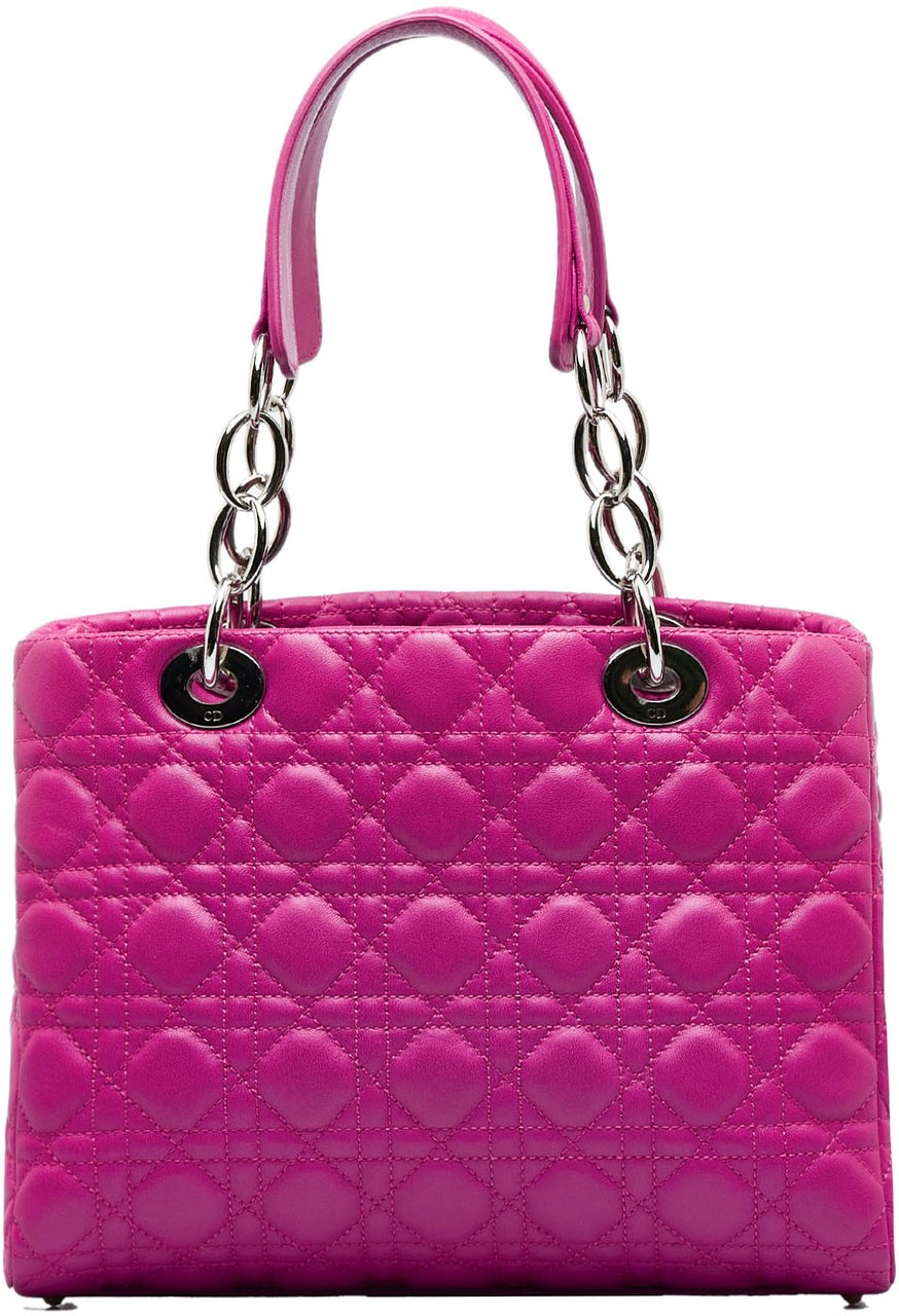 Dior Medium Lambskin Cannage Lady Dior Soft Shopping Tote Roze