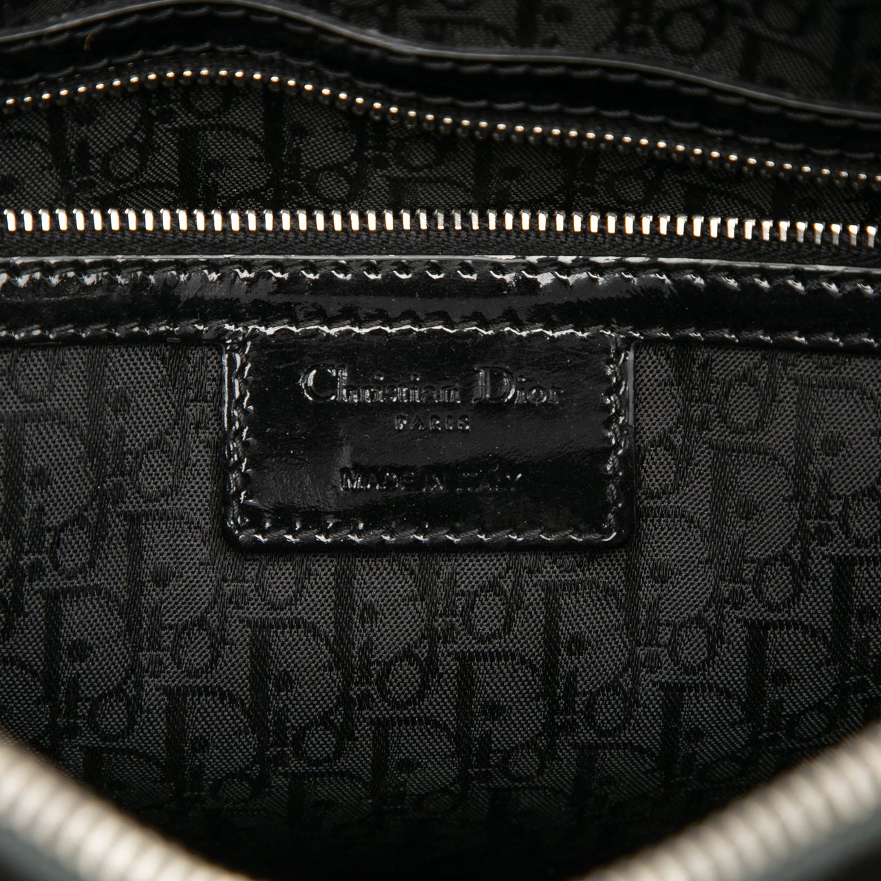 Dior Large Patent Cannage Lady Dior Zwart