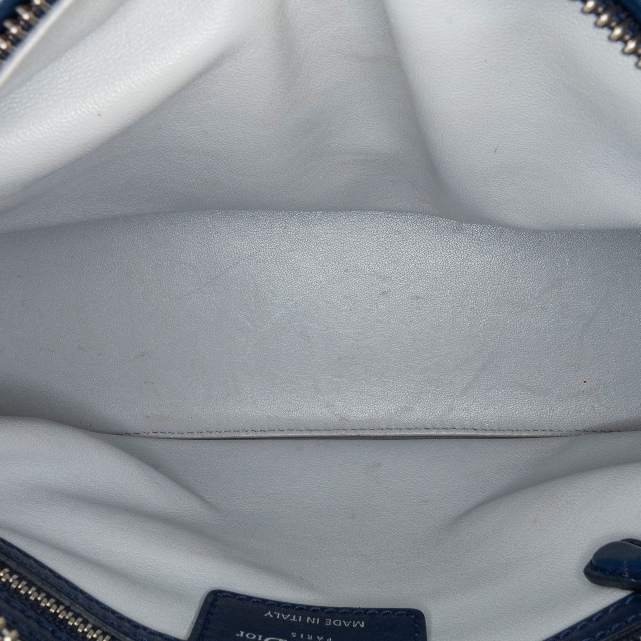 Dior Medium Lambskin And Tweed Cannage Lady Dior Blauw