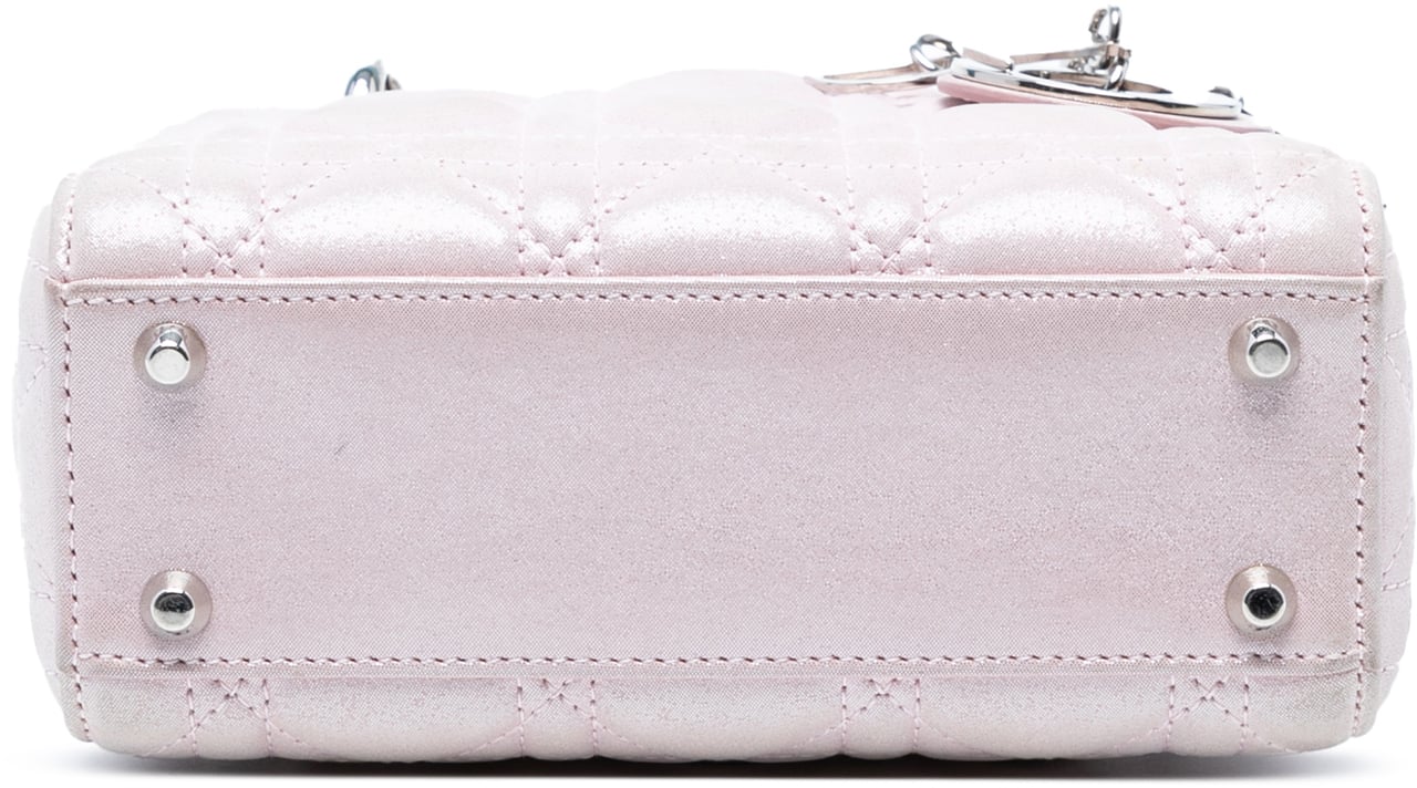 Dior Mini Metallic Lambskin Cannage Lady Dior Roze