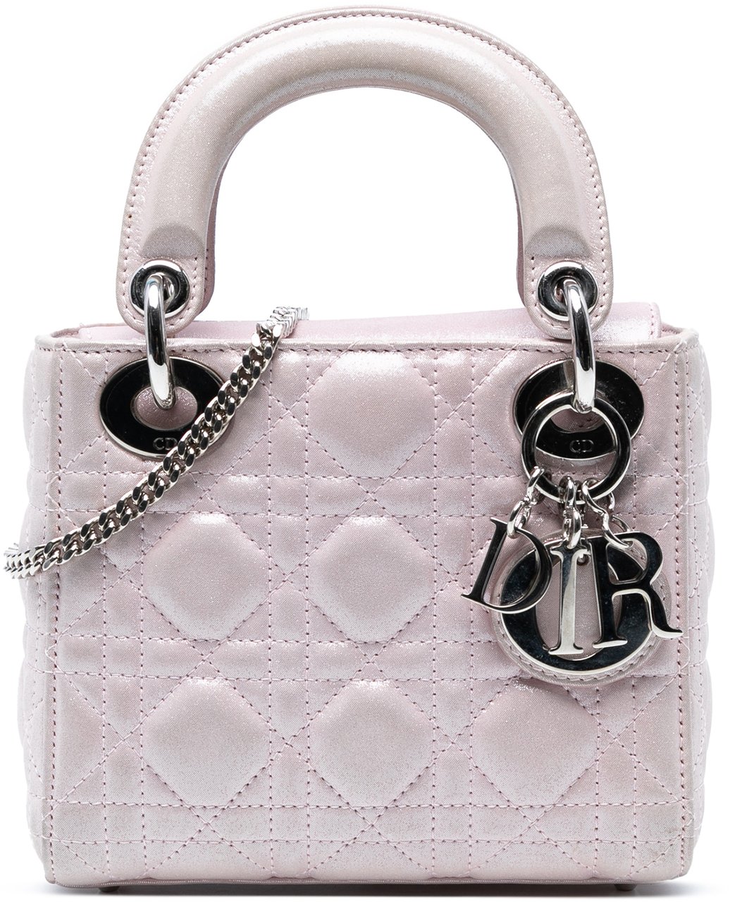 Dior Mini Metallic Lambskin Cannage Lady Dior Roze