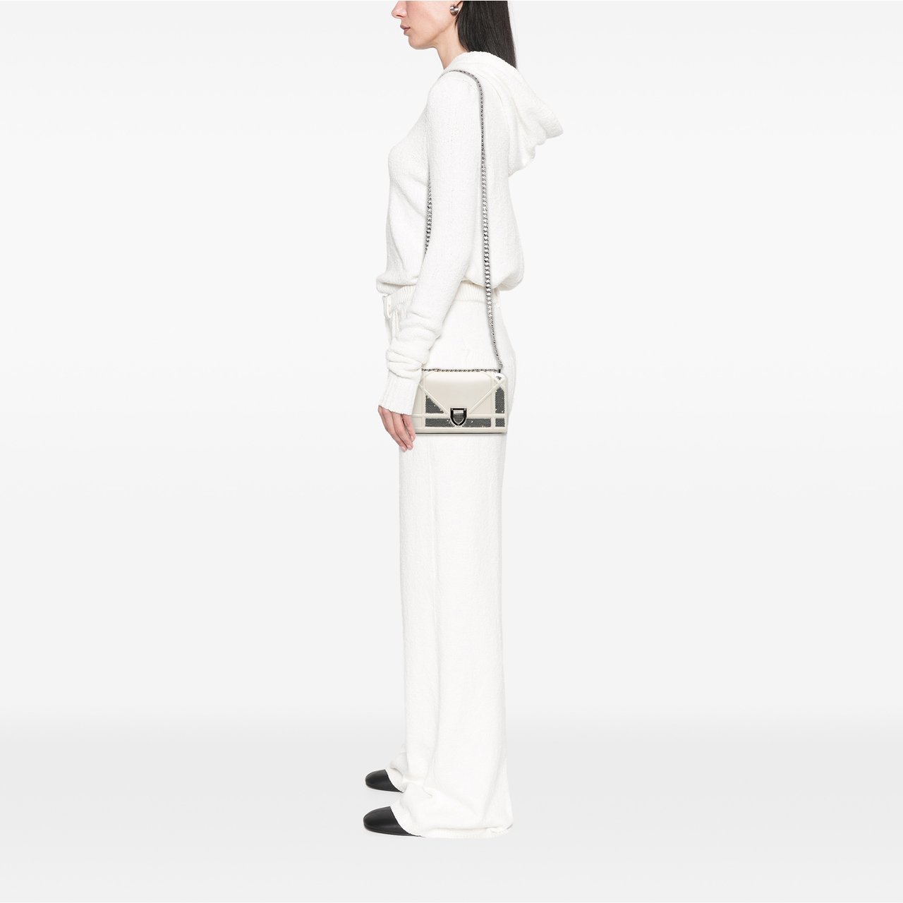 Dior Small Calfskin Diorama Sequin Flap Wit