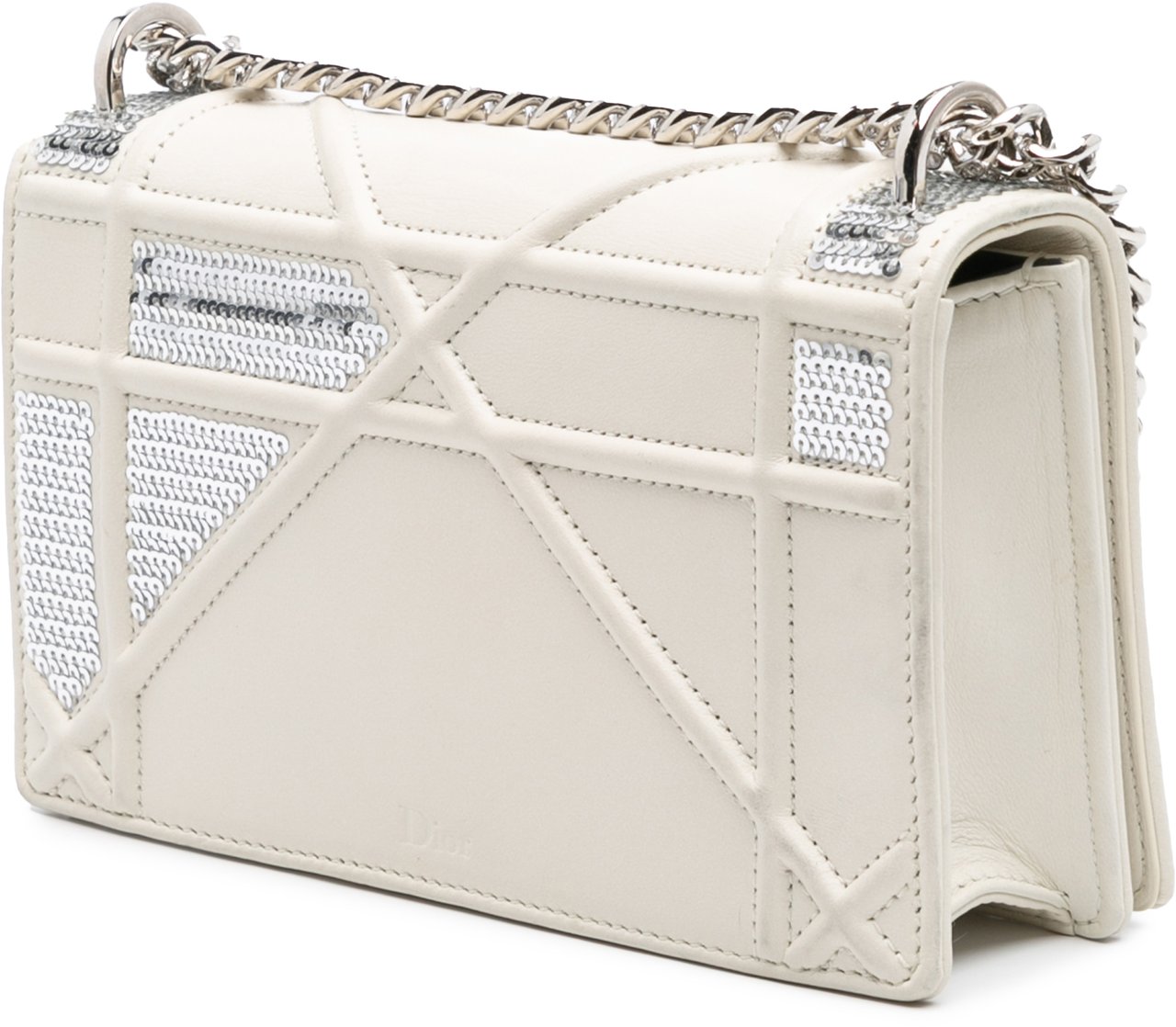 Dior Small Calfskin Diorama Sequin Flap Wit