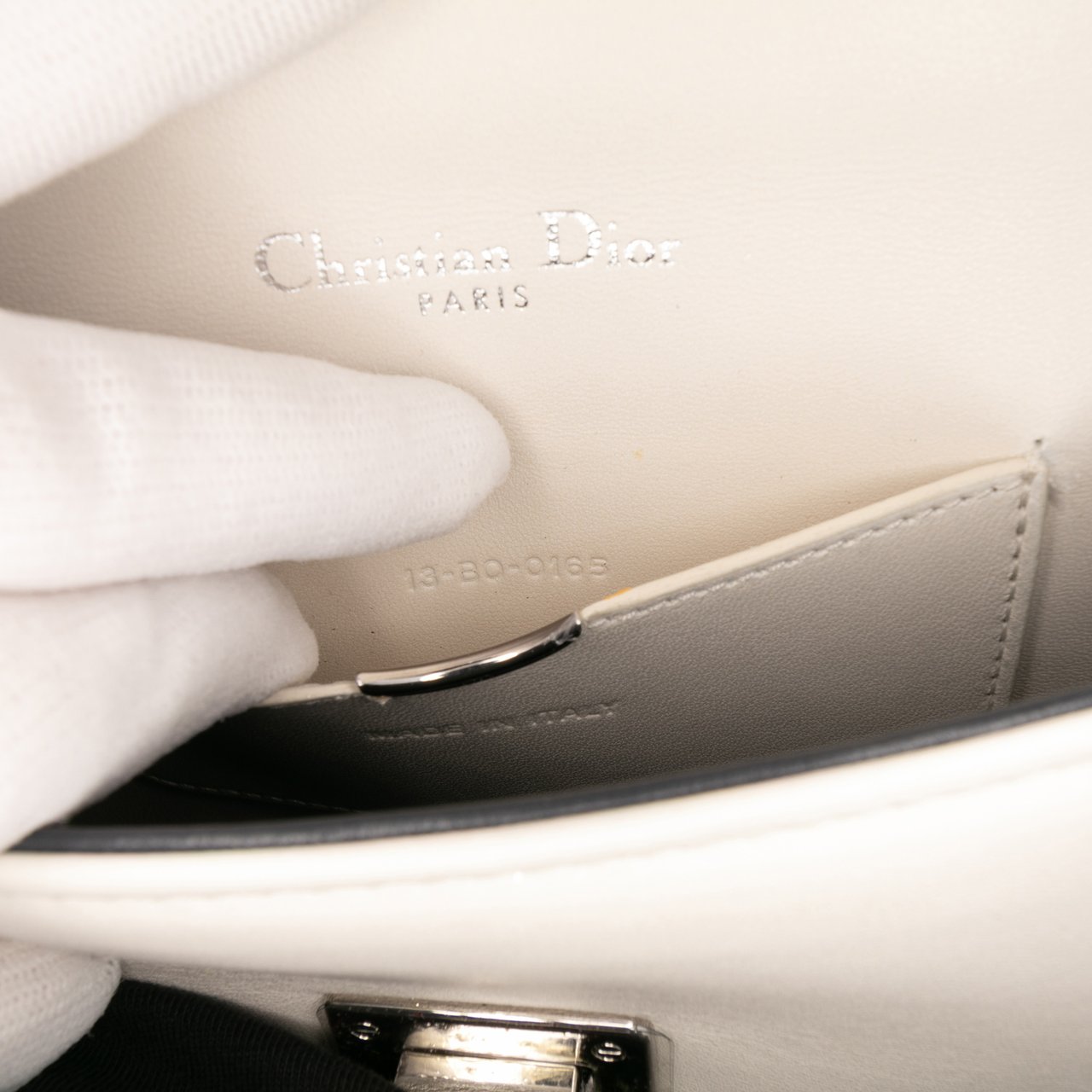 Dior Small Calfskin Diorama Sequin Flap Wit