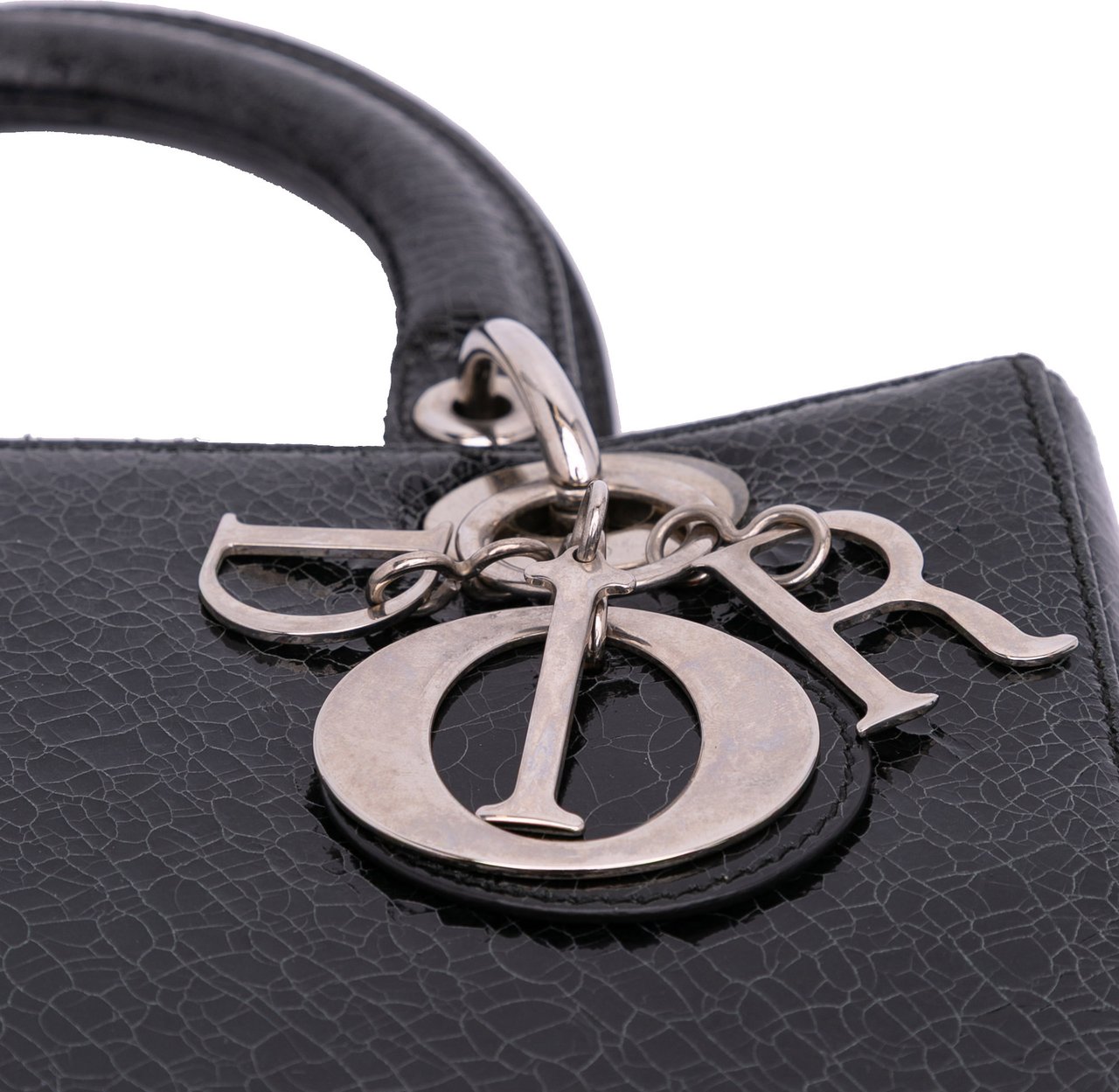 Dior Medium Ceramic Effect Deerskin Jeweled Swan Lady Dior Zwart