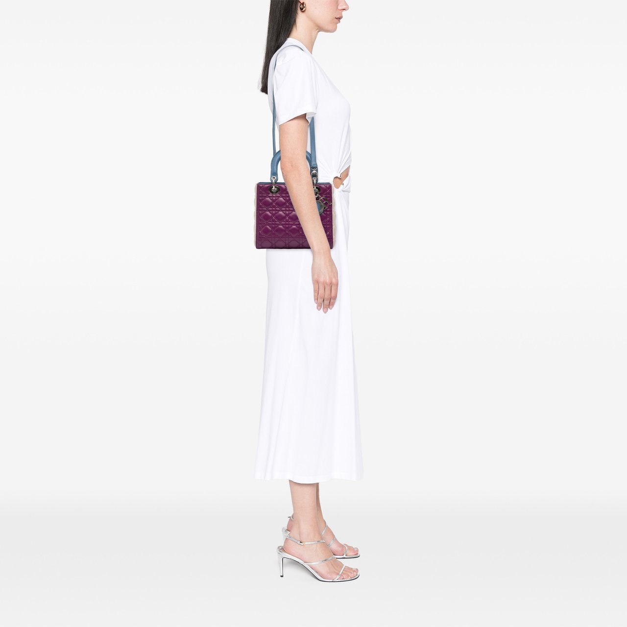 Dior Medium Tricolor Lambskin Cannage Lady Dior Paars