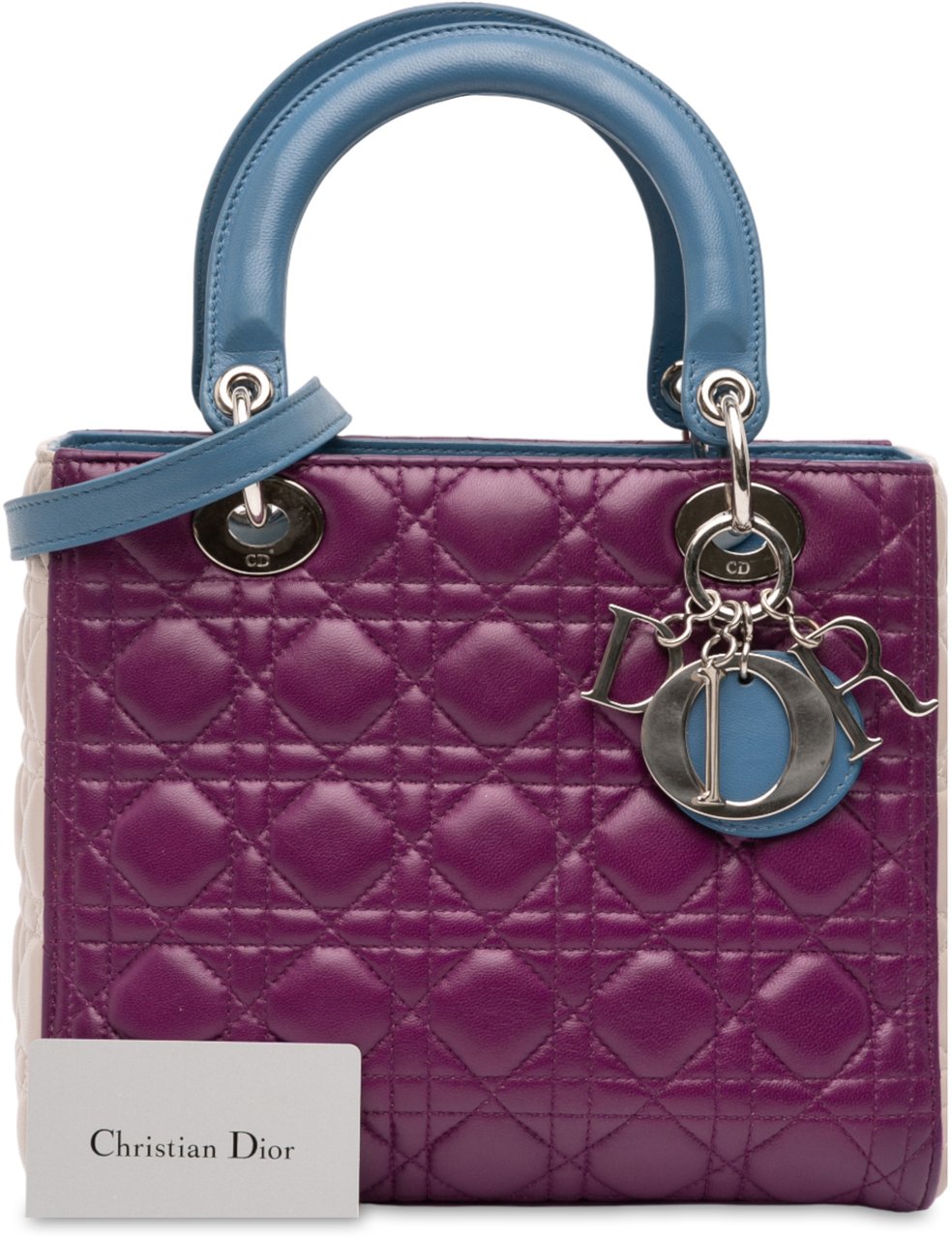 Dior Medium Tricolor Lambskin Cannage Lady Dior Paars