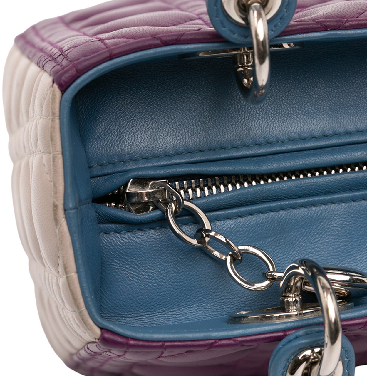 Dior Medium Tricolor Lambskin Cannage Lady Dior Paars