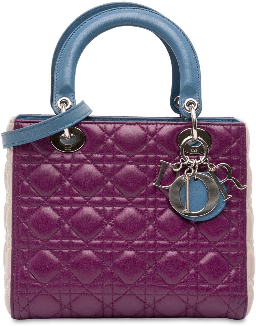 Dior Medium Tricolor Lambskin Cannage Lady Dior Paars