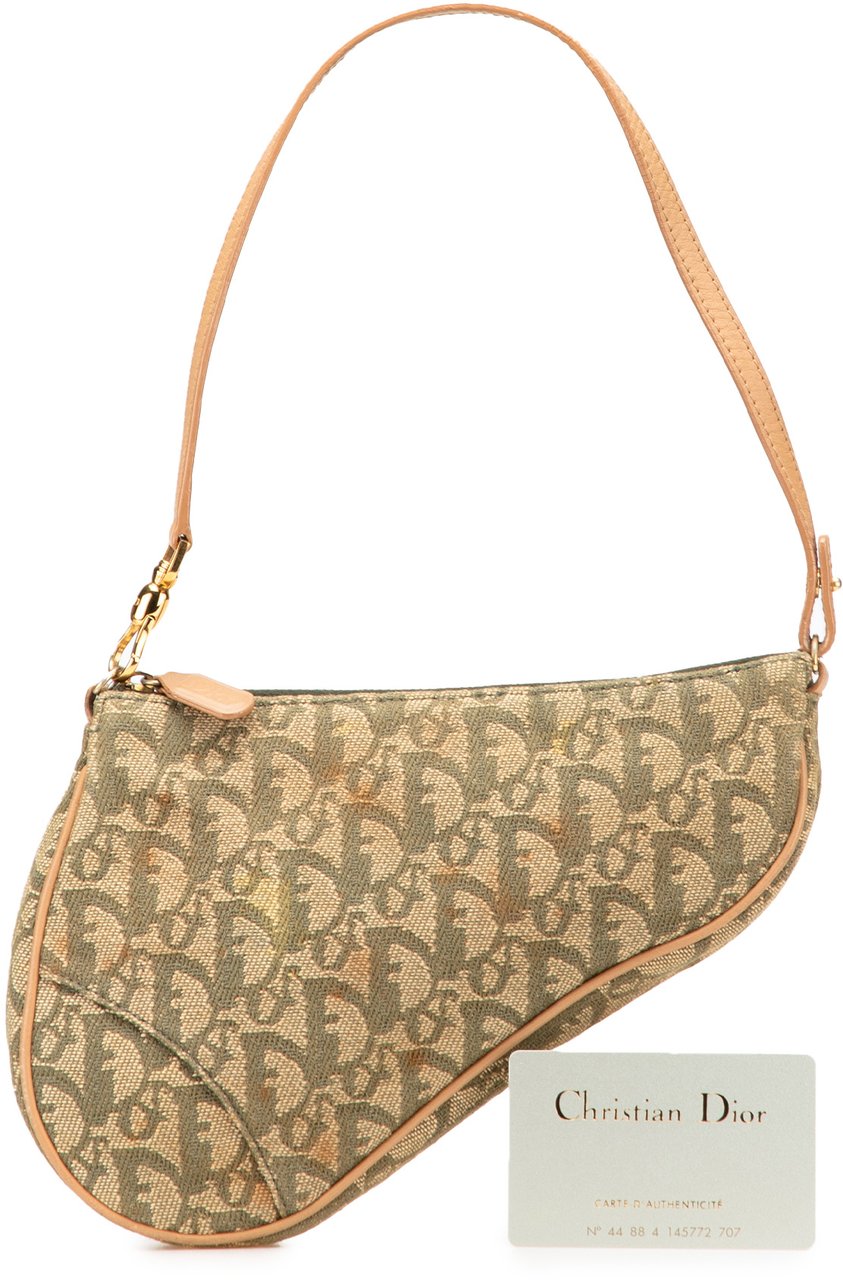 Dior Mini Diorissimo Canvas Saddle Pochette Bruin