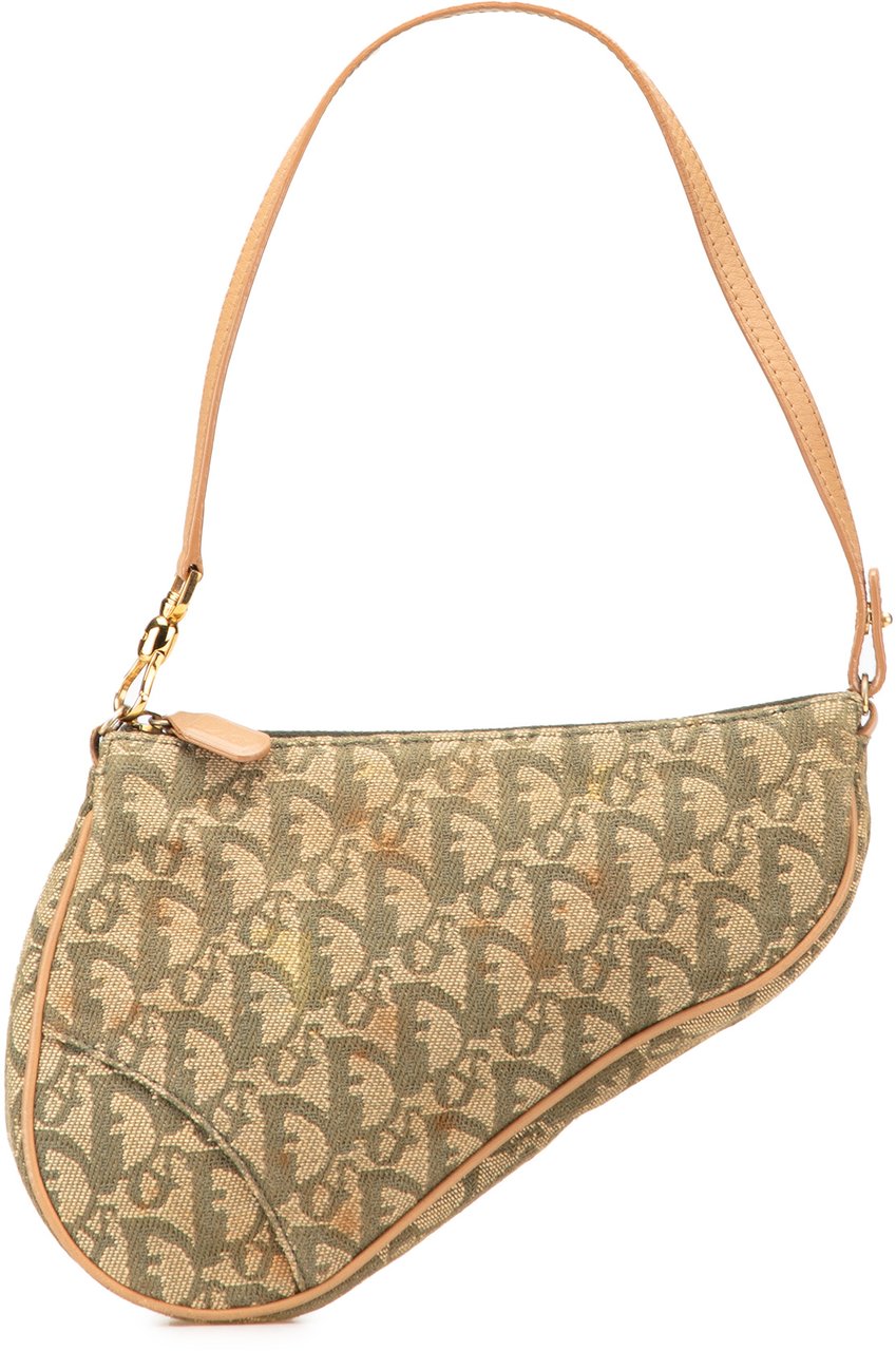 Dior Mini Diorissimo Canvas Saddle Pochette Bruin
