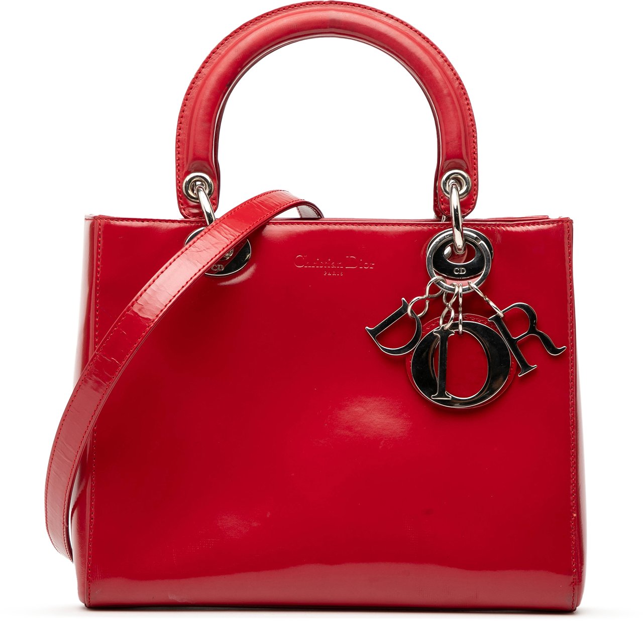Dior Medium Patent Lady Dior Rood