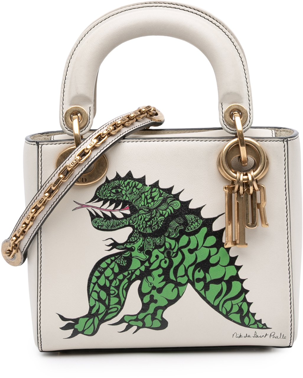 Dior Limited Edition Niki De Saint Phalle Mini Calfskin Dragon Lady Dior Wit