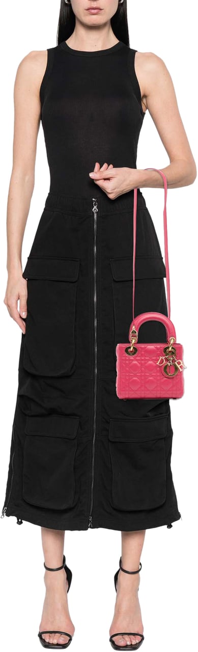 Dior Mini Lambskin Cannage Lady Dior Roze