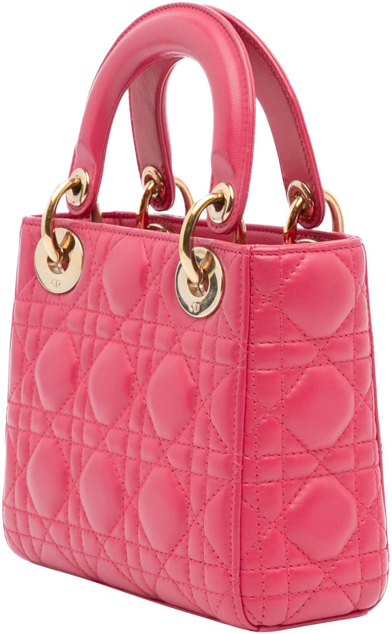 Dior Mini Lambskin Cannage Lady Dior Roze