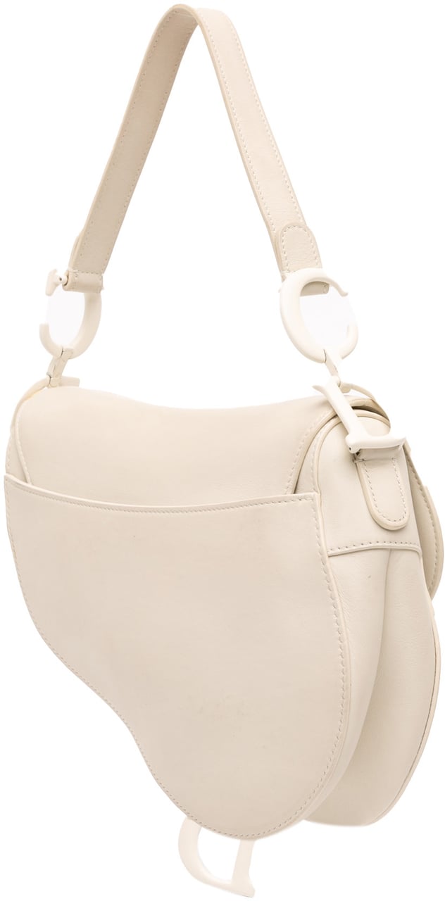 Dior Ultra Matte Calfskin Saddle Bag Wit