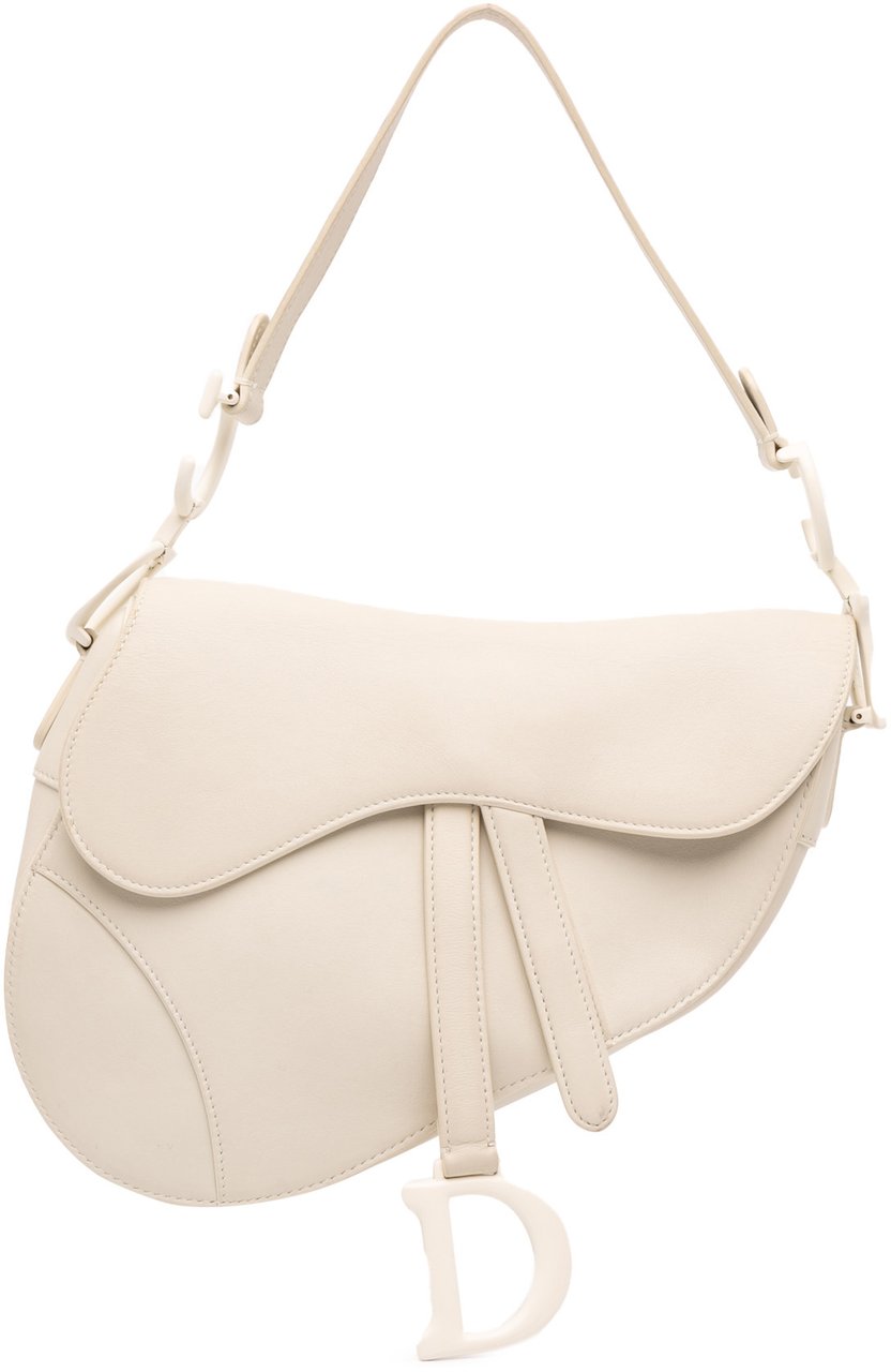 Dior Ultra Matte Calfskin Saddle Bag Wit