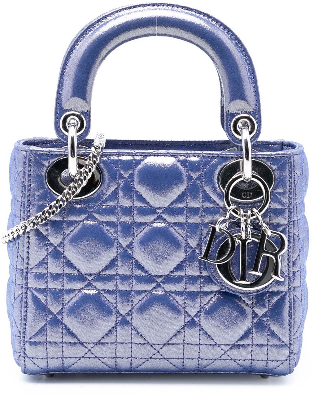 Dior Mini Iridescent Lambskin Cannage Lady Dior Blauw