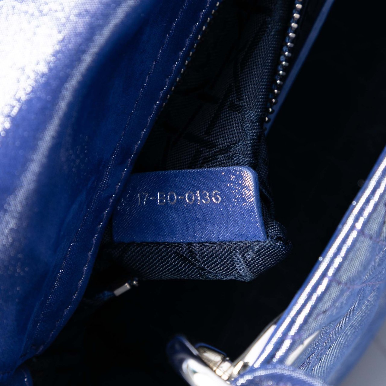 Dior Mini Iridescent Lambskin Cannage Lady Dior Blauw