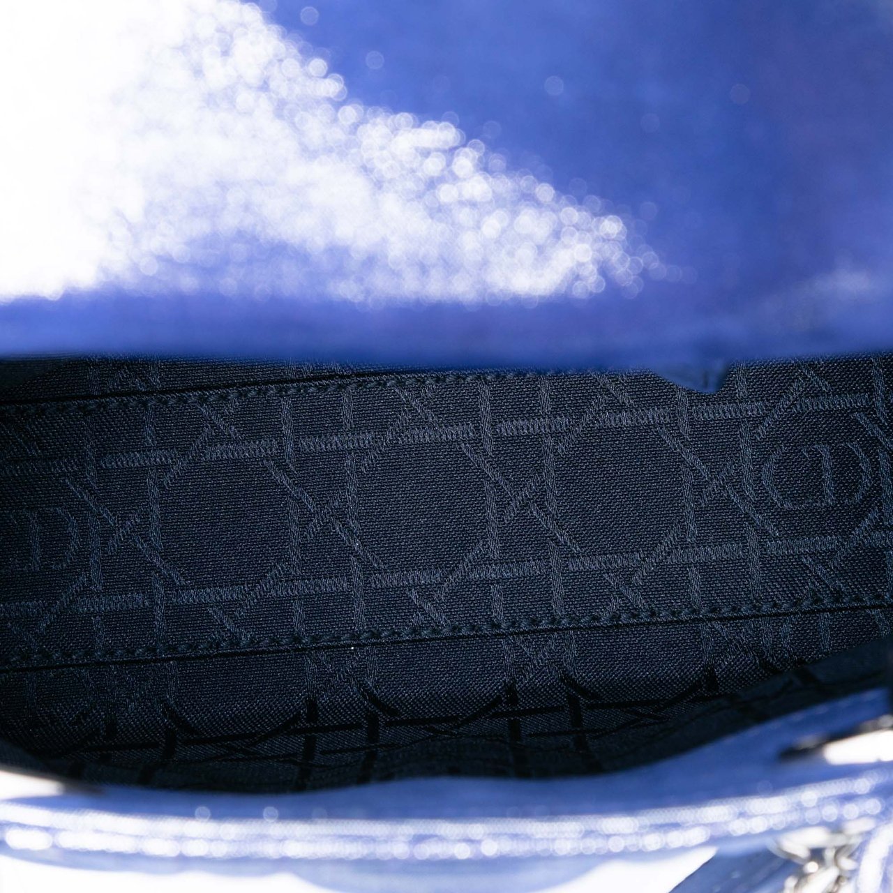 Dior Mini Iridescent Lambskin Cannage Lady Dior Blauw