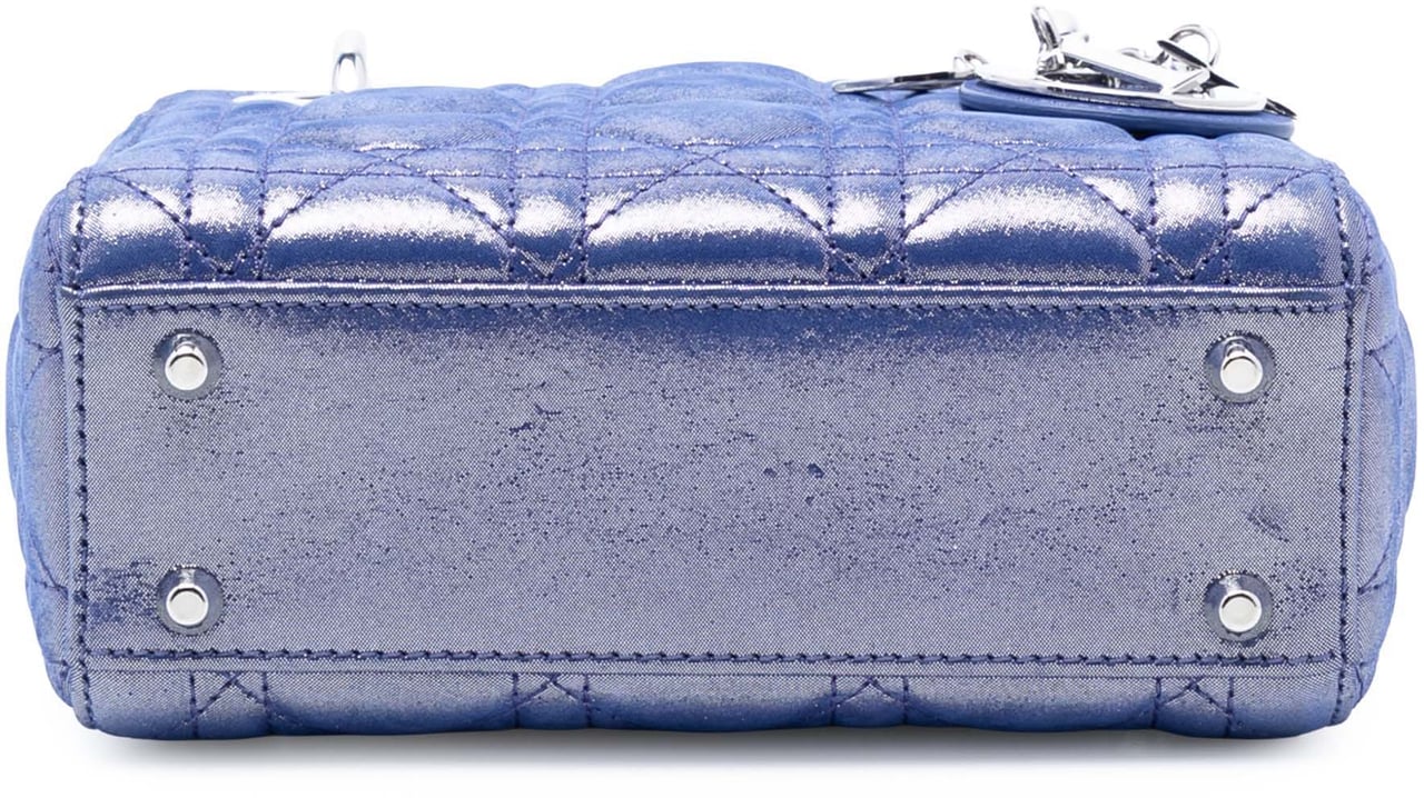 Dior Mini Iridescent Lambskin Cannage Lady Dior Blauw