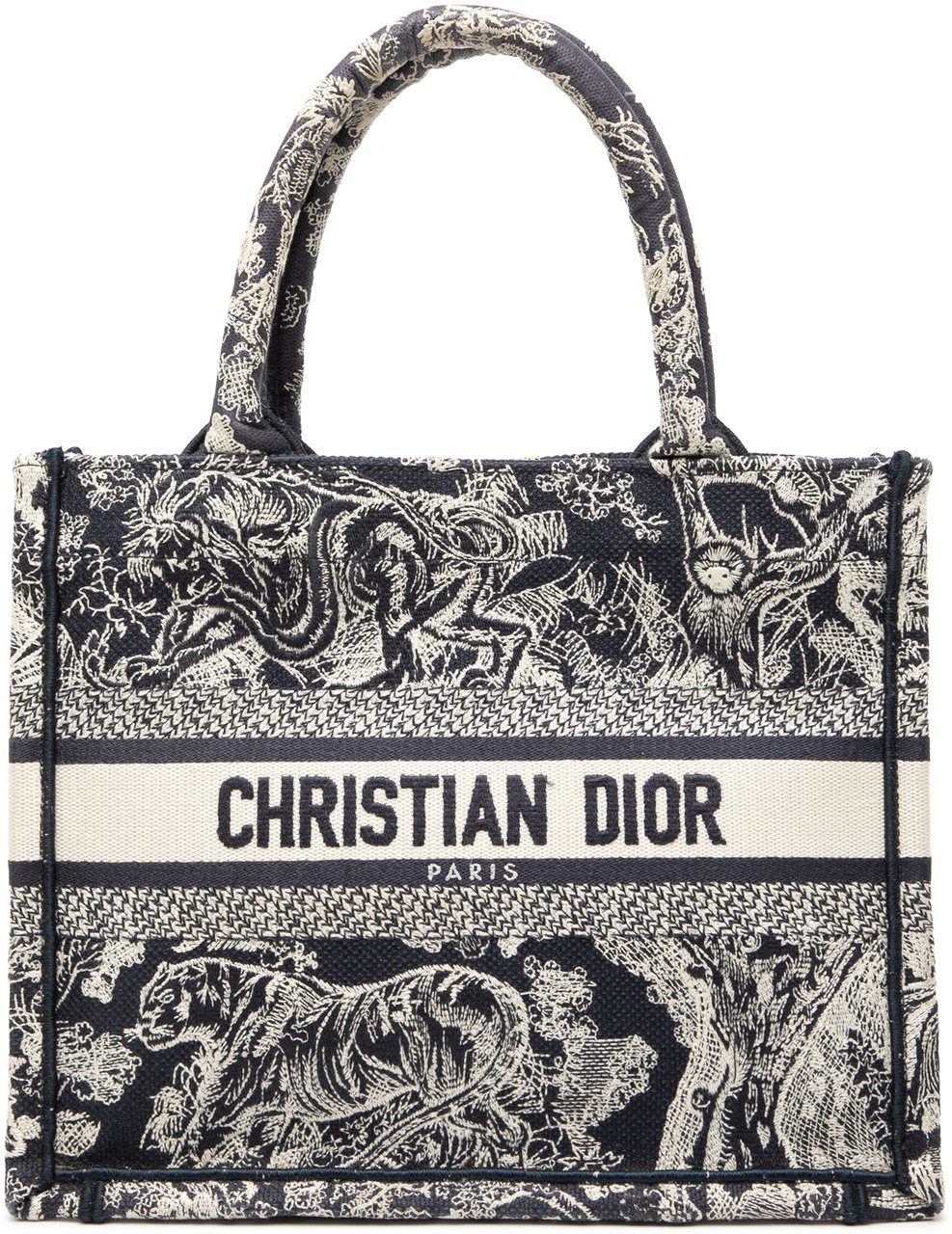Dior Small Canvas Embroidered Reverse Dioriviera Toile De Jouy Book Tote Blauw