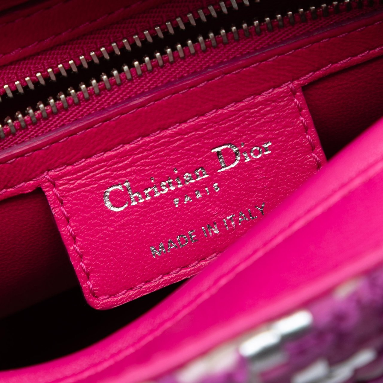 Dior Medium Lambskin And Tweed Lady Dior Roze