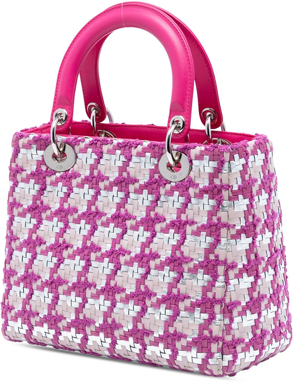 Dior Medium Lambskin And Tweed Lady Dior Roze