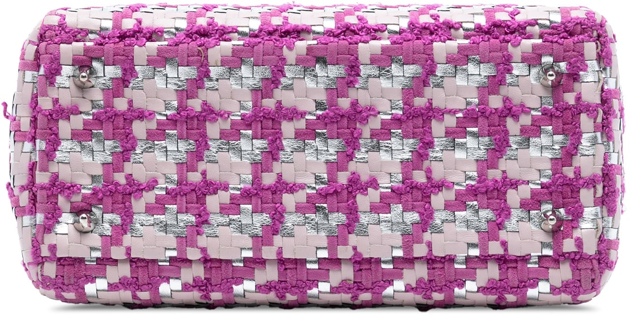 Dior Medium Lambskin And Tweed Lady Dior Roze