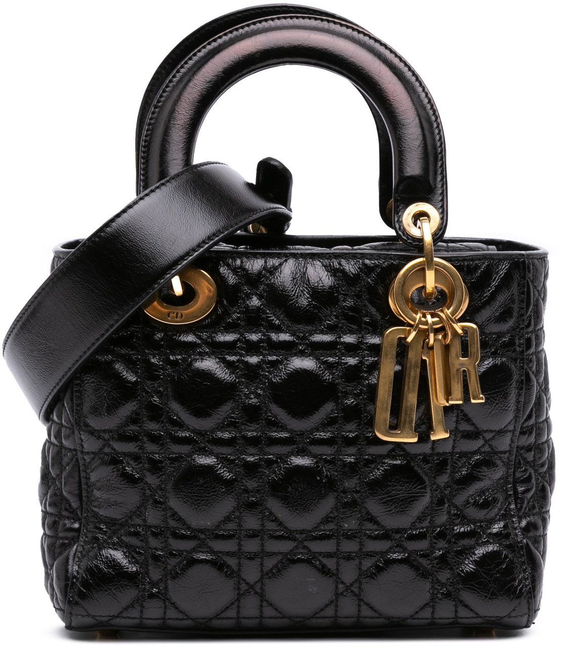 Dior Small Crinkled Patent Cannage My ABCDior Lady Dior Zwart