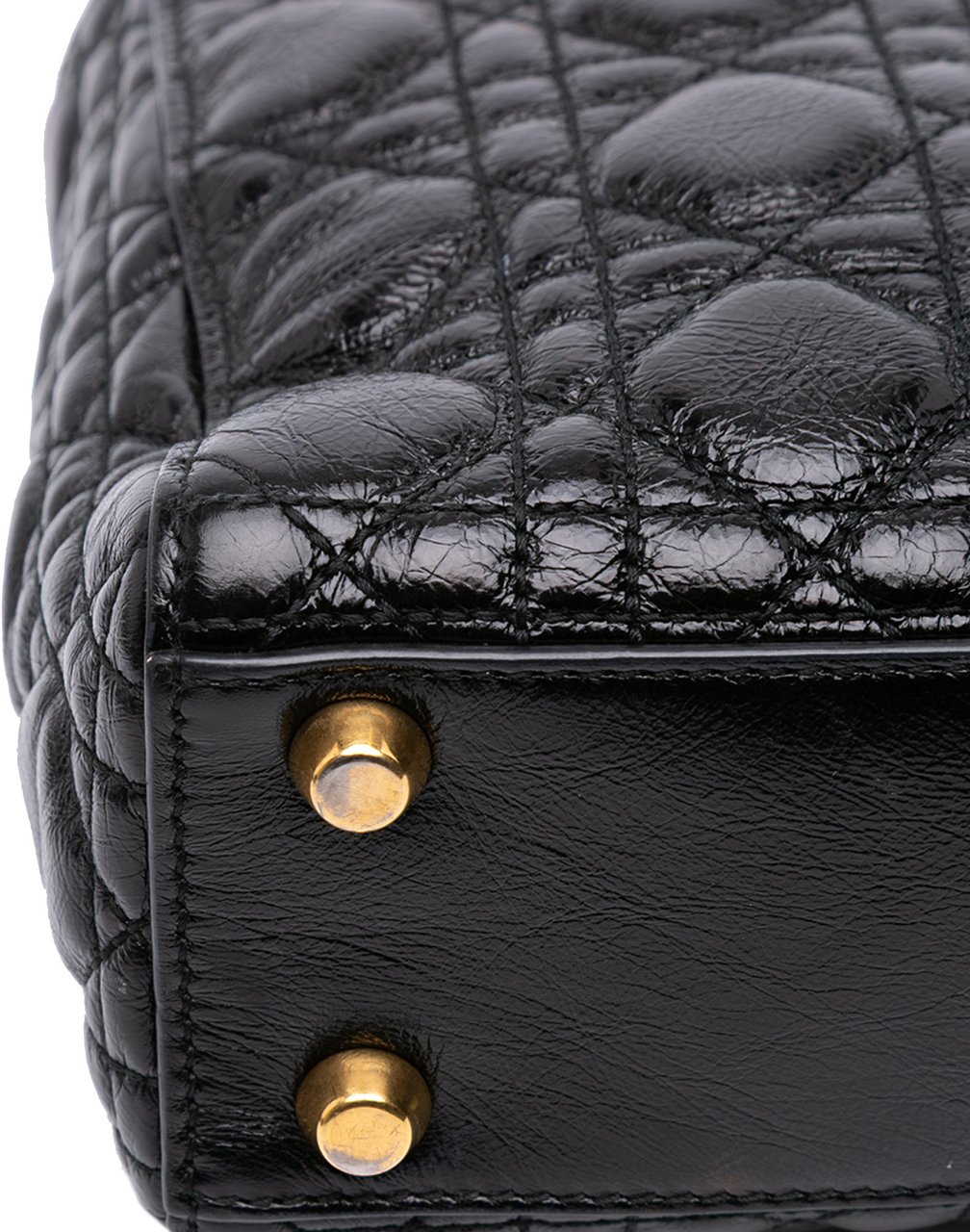 Dior Small Crinkled Patent Cannage My ABCDior Lady Dior Zwart