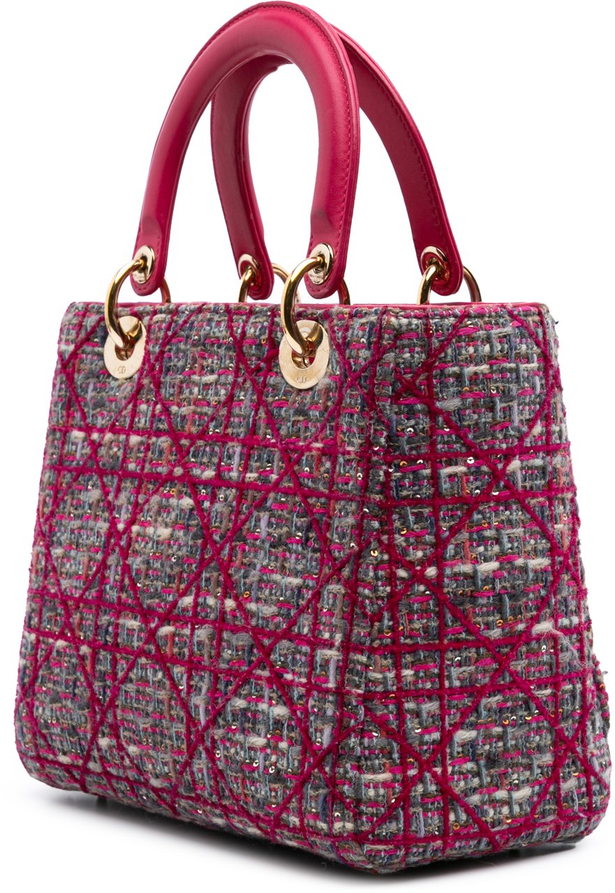 Dior Medium Tweed Macrocannage Lady Dior Roze