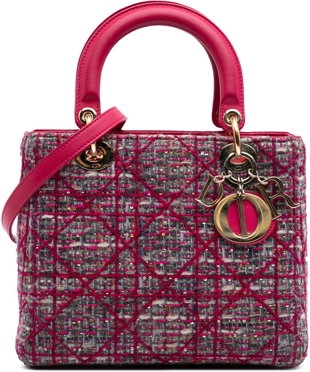 Dior Medium Tweed Macrocannage Lady Dior Roze
