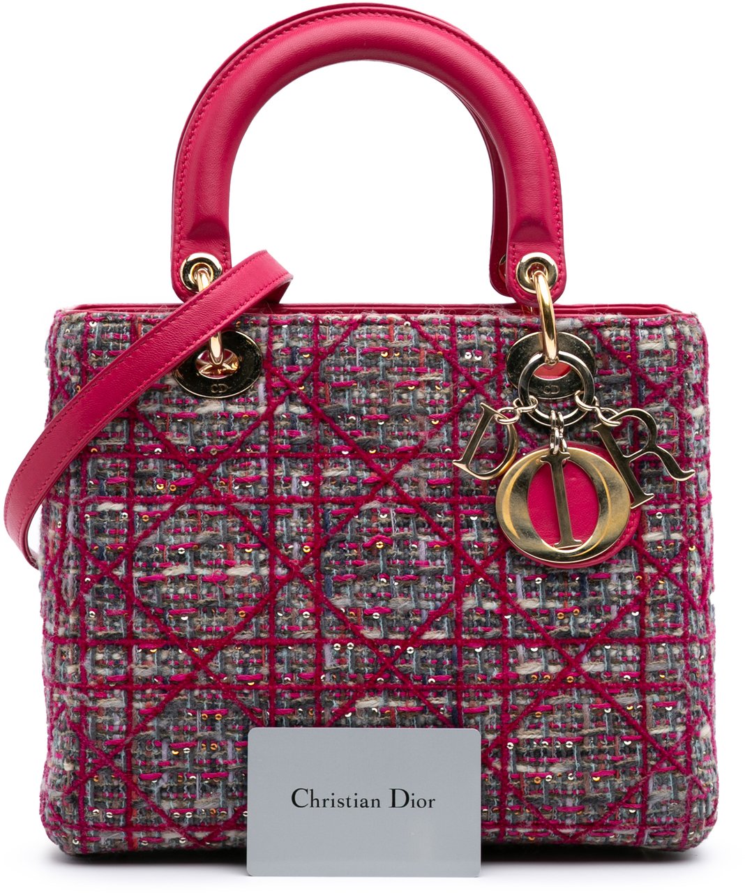 Dior Medium Tweed Macrocannage Lady Dior Roze