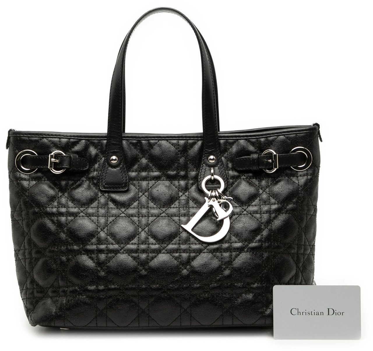 Dior Mini Coated Canvas Cannage Panarea Tote Zwart