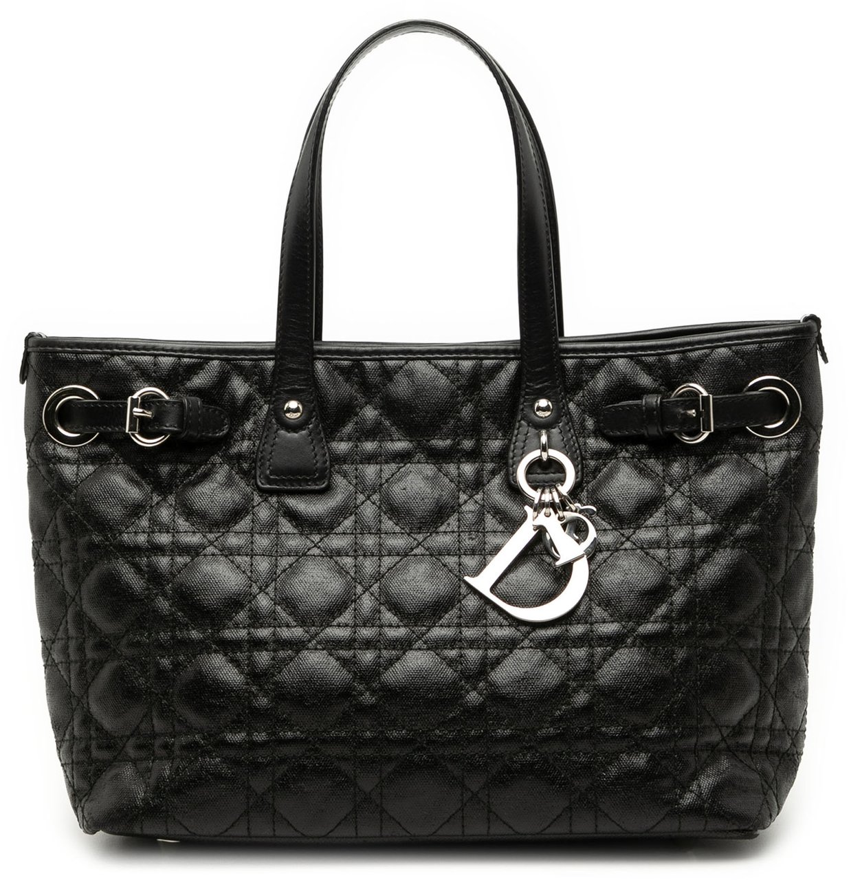 Dior Mini Coated Canvas Cannage Panarea Tote Zwart