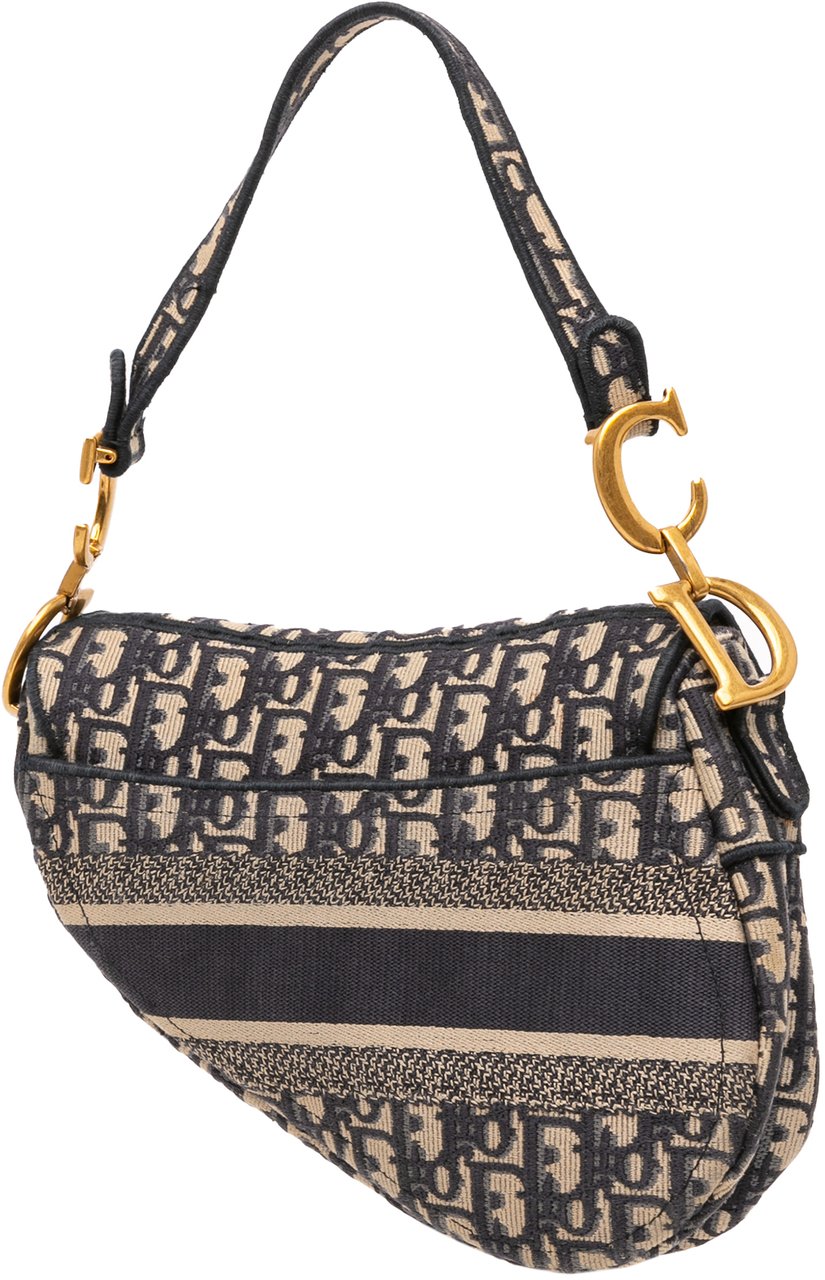 Dior Oblique Embroidered Canvas Saddle Bag Blauw