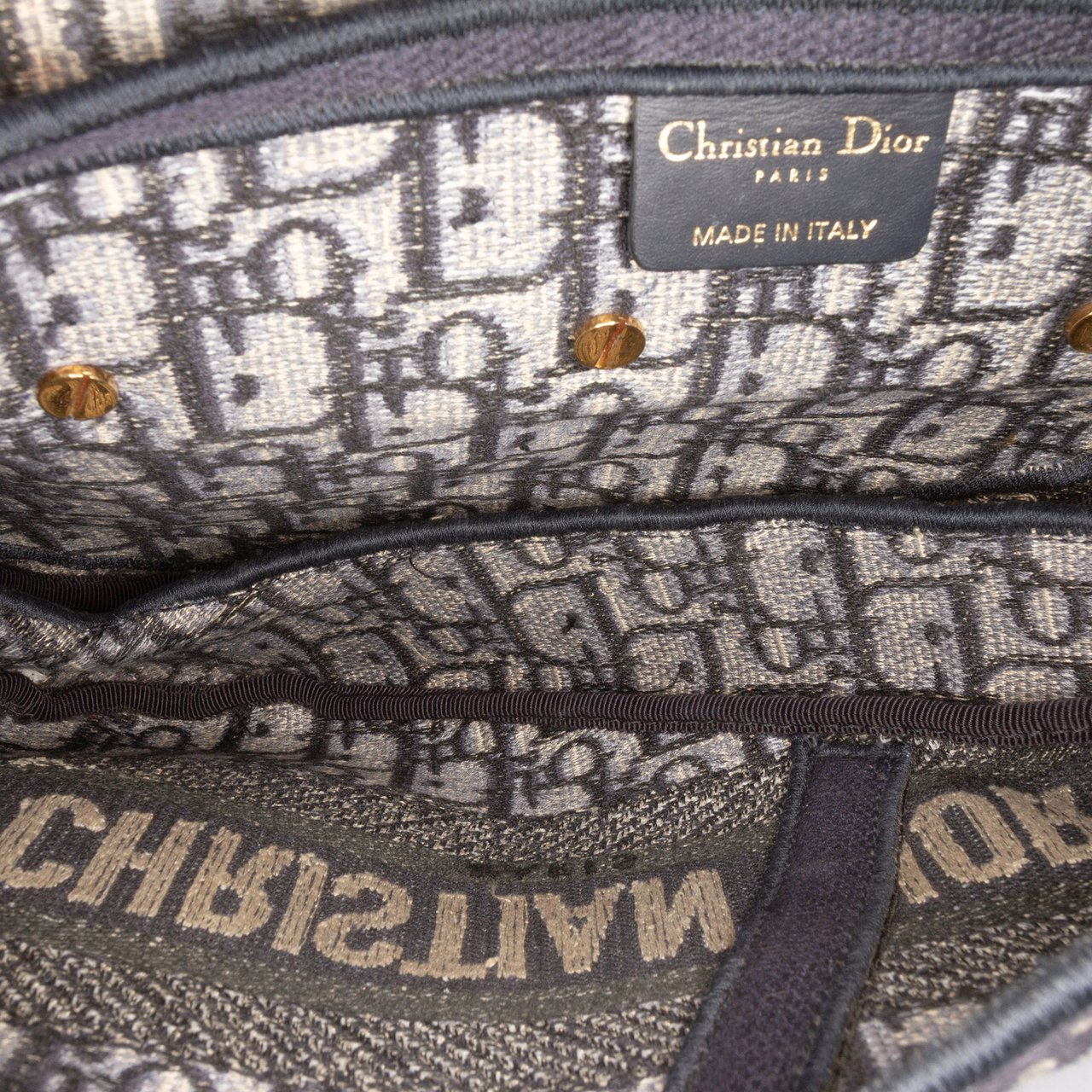 Dior Oblique Embroidered Canvas Saddle Bag Blauw