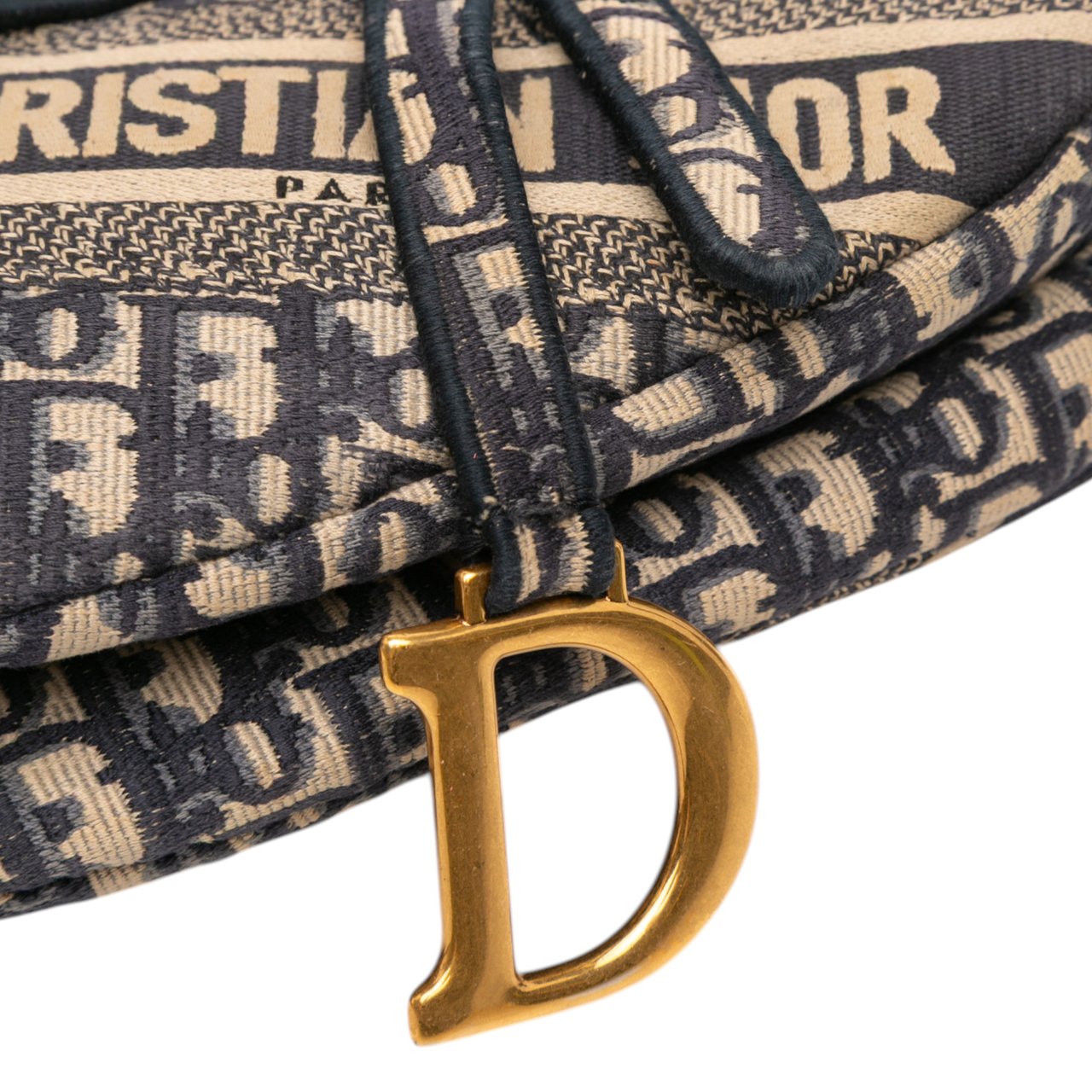Dior Oblique Embroidered Canvas Saddle Bag Blauw