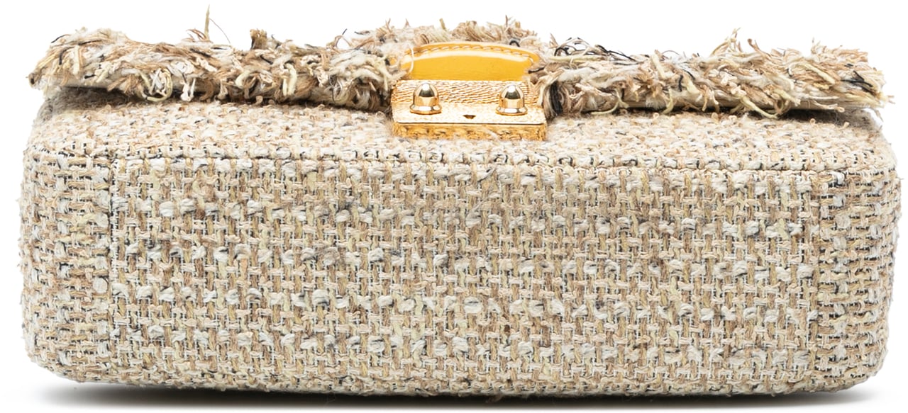 Dior New Rock Tweed and Rhinestones Chain Shoulder Bag Bruin